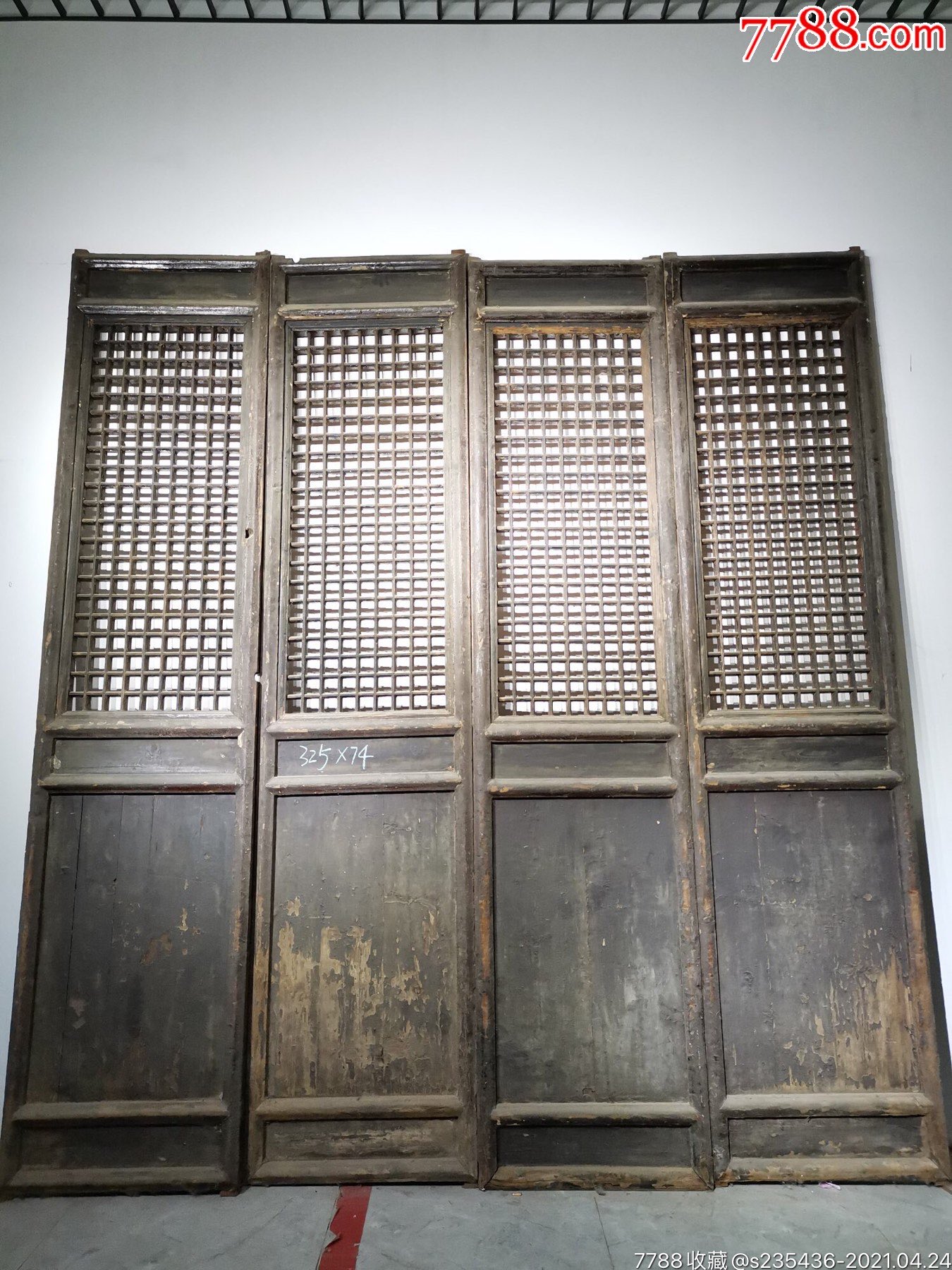 明代山西格子门一套4片保存完好皮壳沧桑古老大气高325宽74片