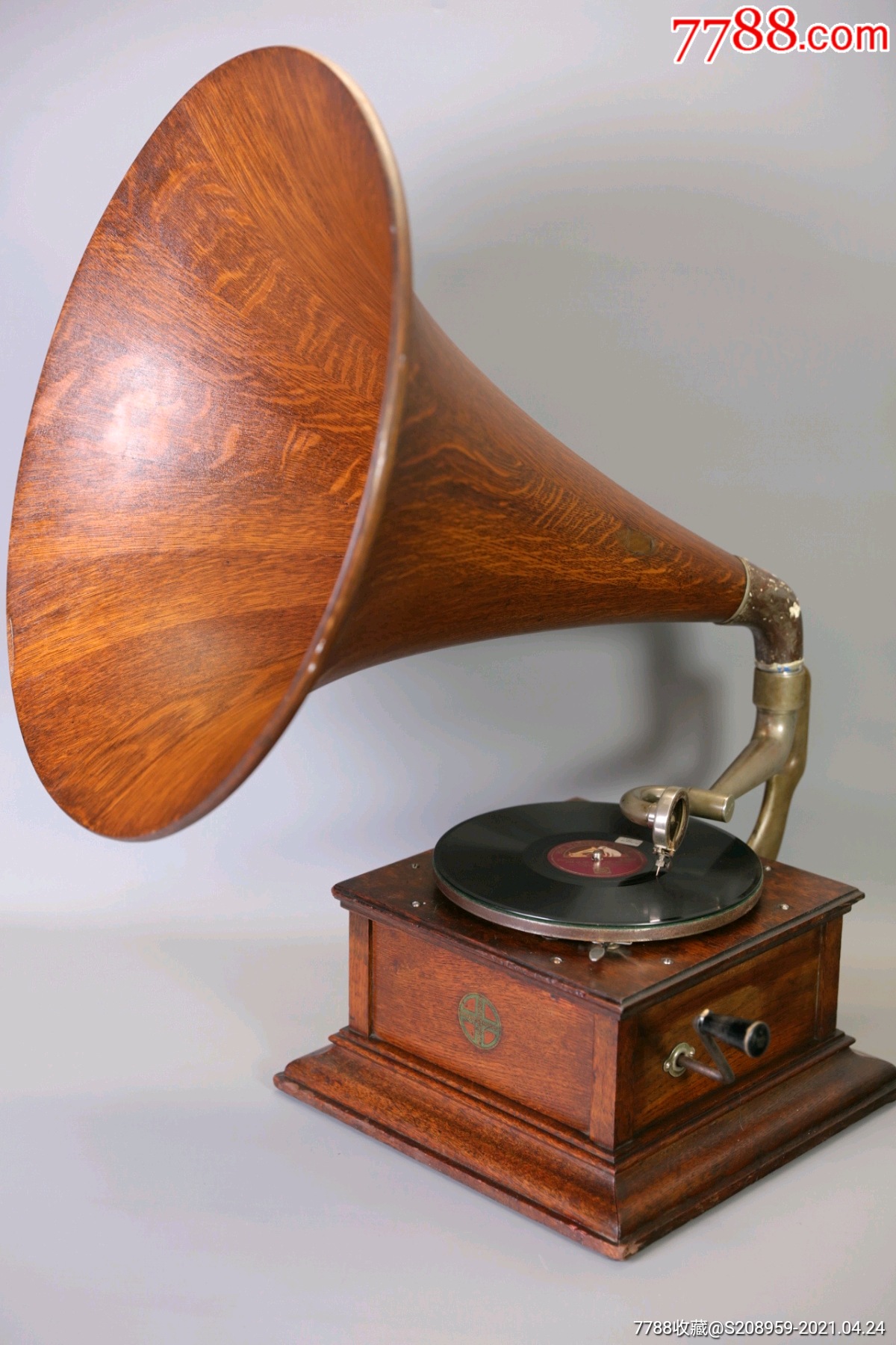 1910年美国zonophone木喇叭78转手摇古董留声机老唱机机械音乐收藏