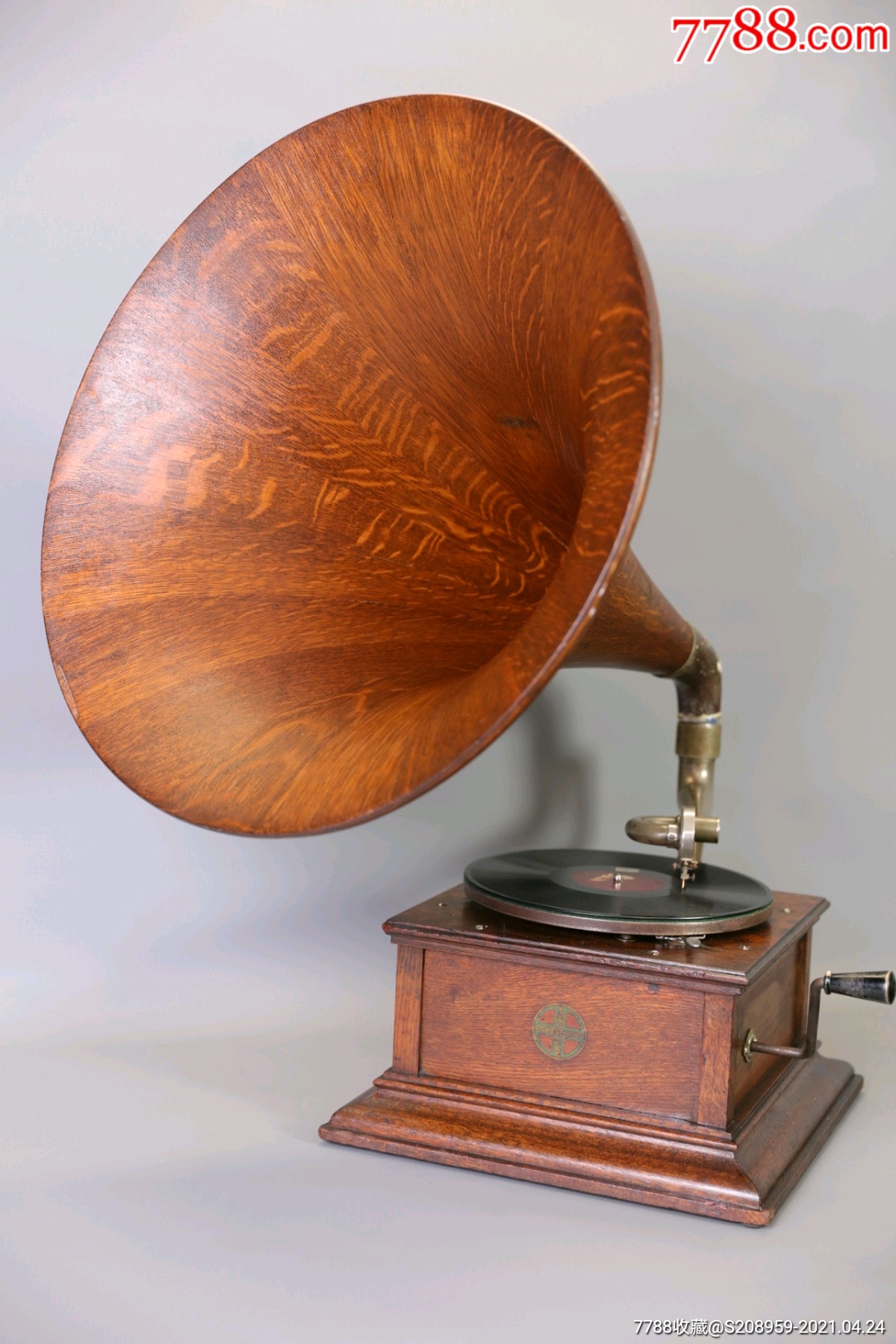 1910年美国zonophone木喇叭78转手摇古董留声机老唱机机械音乐收藏