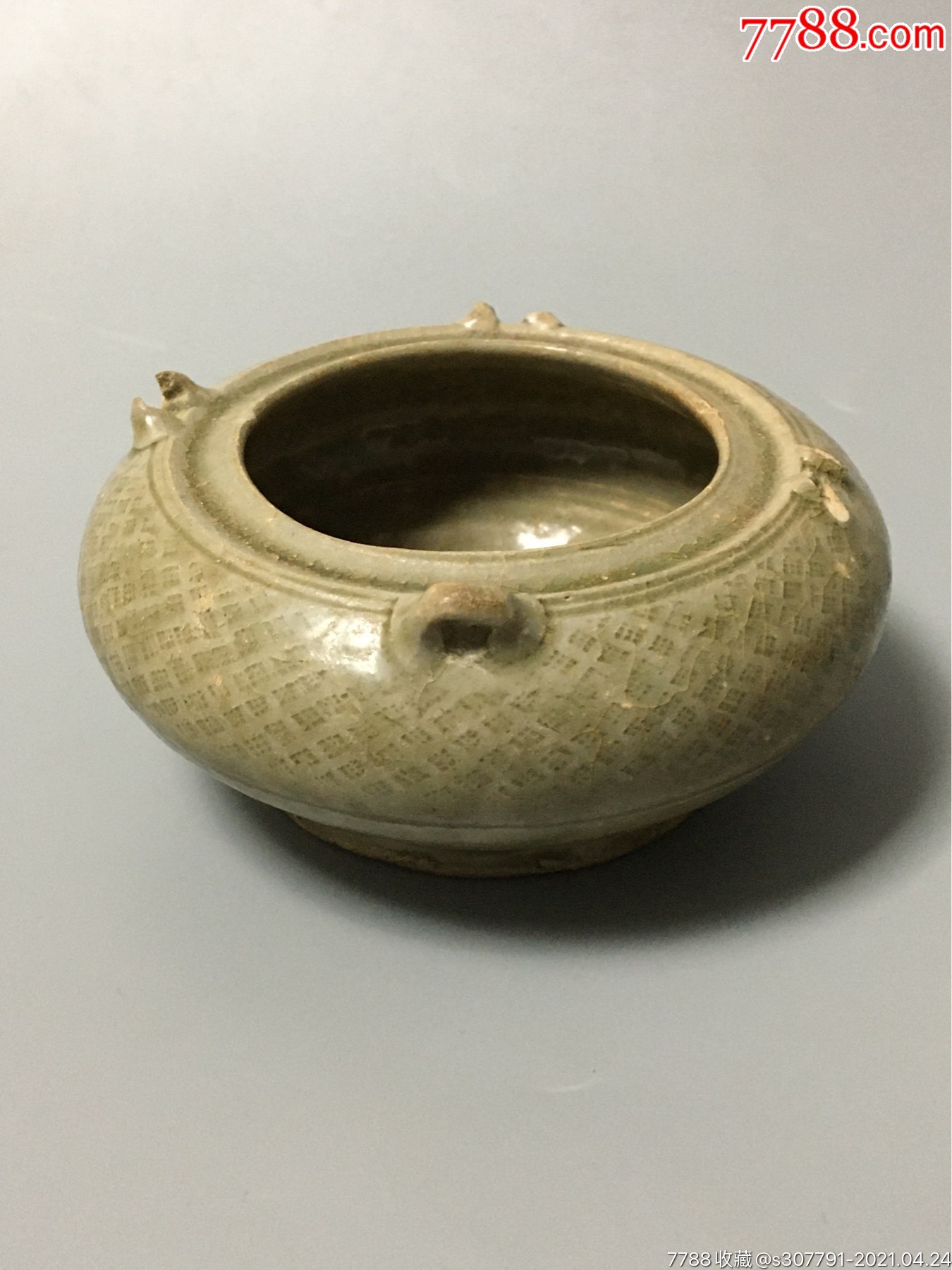 三国越窑网格纹四系水盂-青瓷/秘色瓷-7788商城__七七八八商品交易