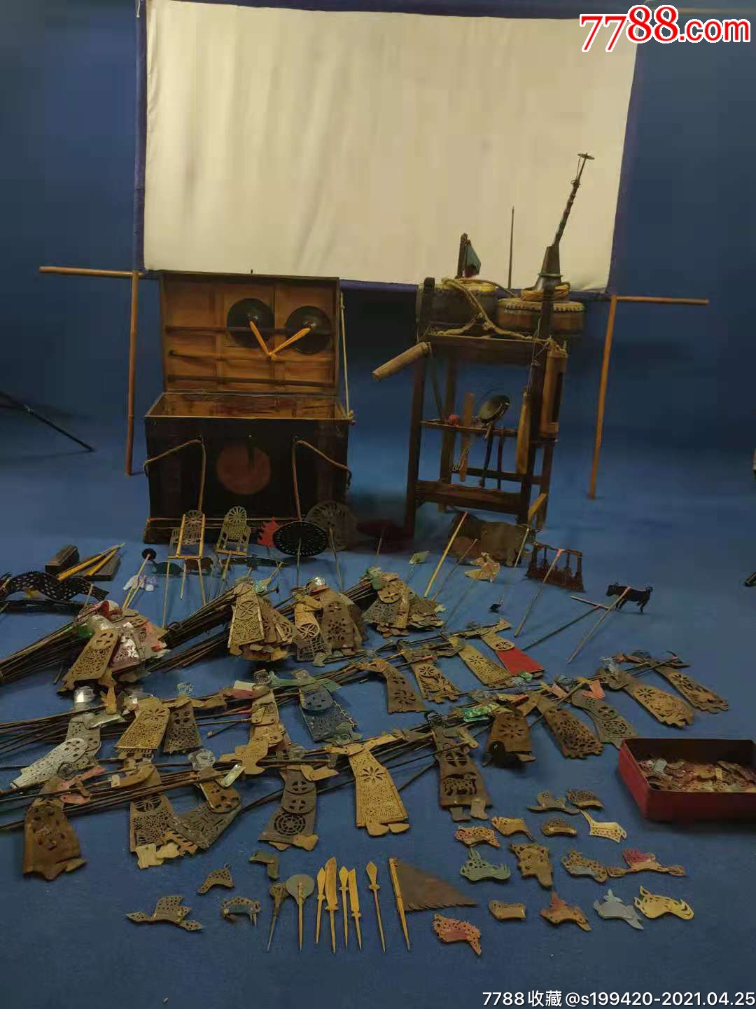 民俗精品皮影戏曲挑子一套有160件全品包老正常使用民俗博物馆必备