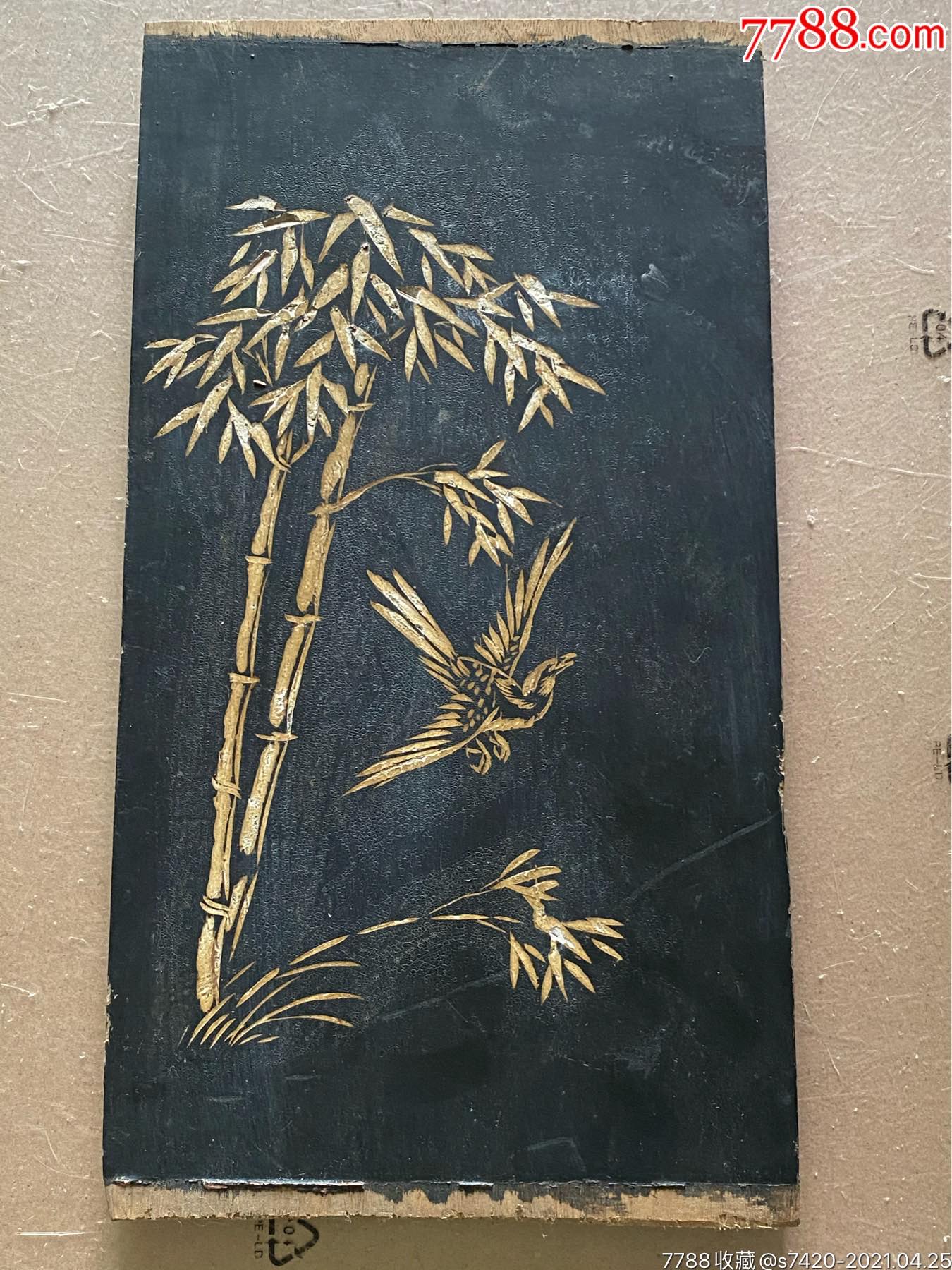 精工细作,阴刻花板竹子,小鸟