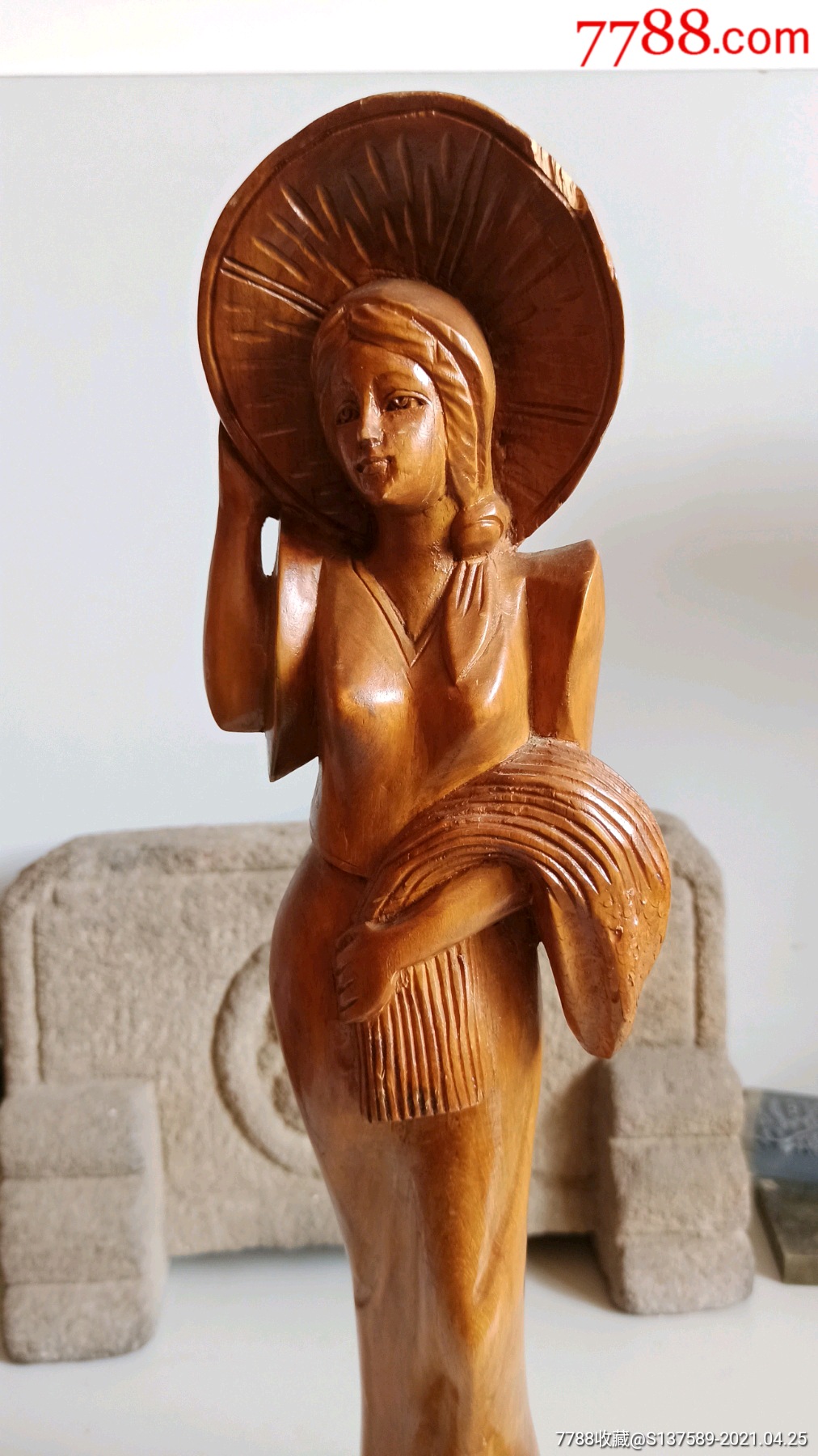 木雕拾穗少女摆件_木佛像/人像_第7张_7788书籍