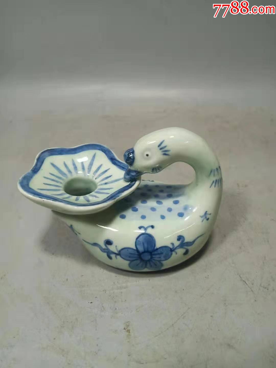 老青花花卉图纹鹅形水滴-价格:489元-se79799675-水盂/砚滴-零售-7788