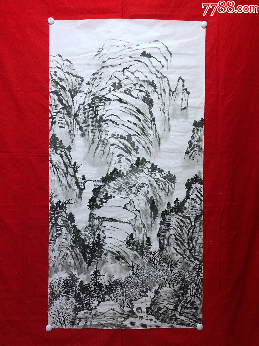 书画12122无款山水画四尺全开