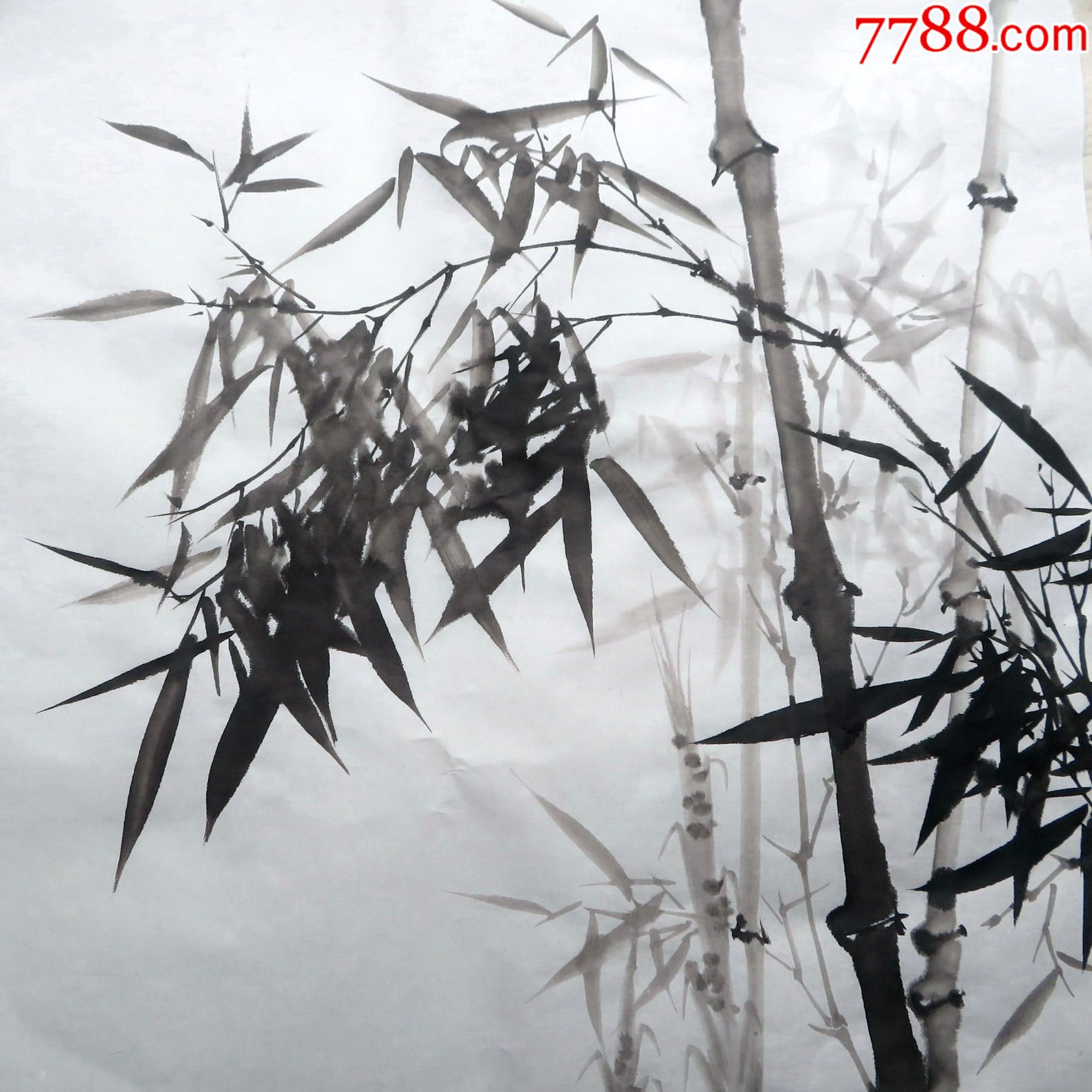 特价餐厅装饰国画玄关挂画纯手绘花鸟画三尺斗方竹子竹报平安全新作品