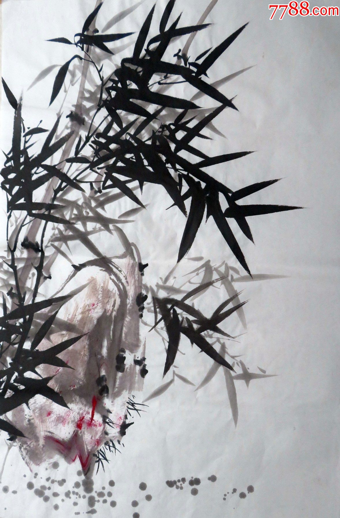 68x45厘米客厅装饰国画字画送礼走道挂画纯手绘四尺三开竹子竹报平安