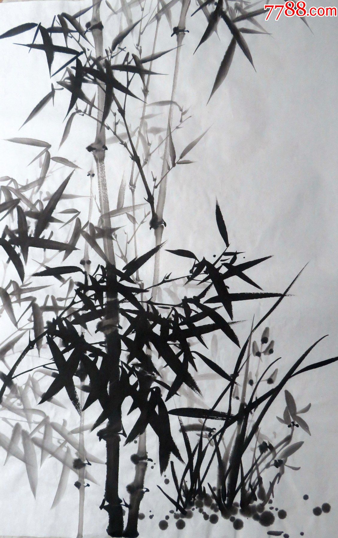 68x45厘米客厅装饰国画字画送礼走道挂画纯手绘四尺三开竹子竹报平安
