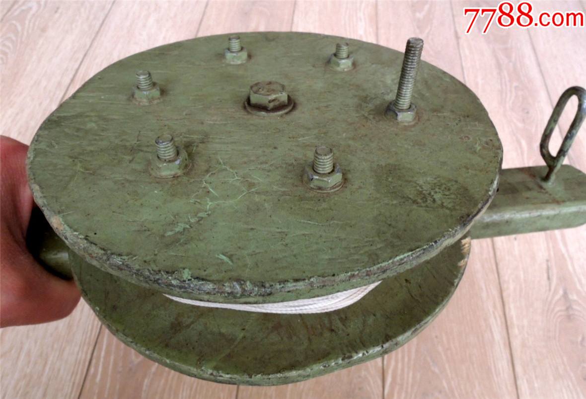 怀旧收藏2104-60-70年代老式自制大号木质放风筝搅盘绕线盘0.7kg