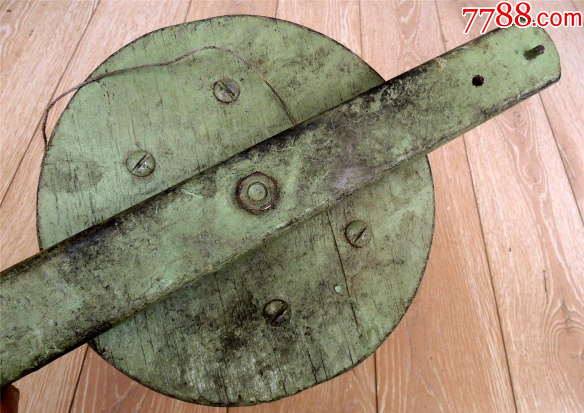 怀旧收藏2104-60-70年代老式自制大号木质放风筝搅盘绕线盘0.7kg