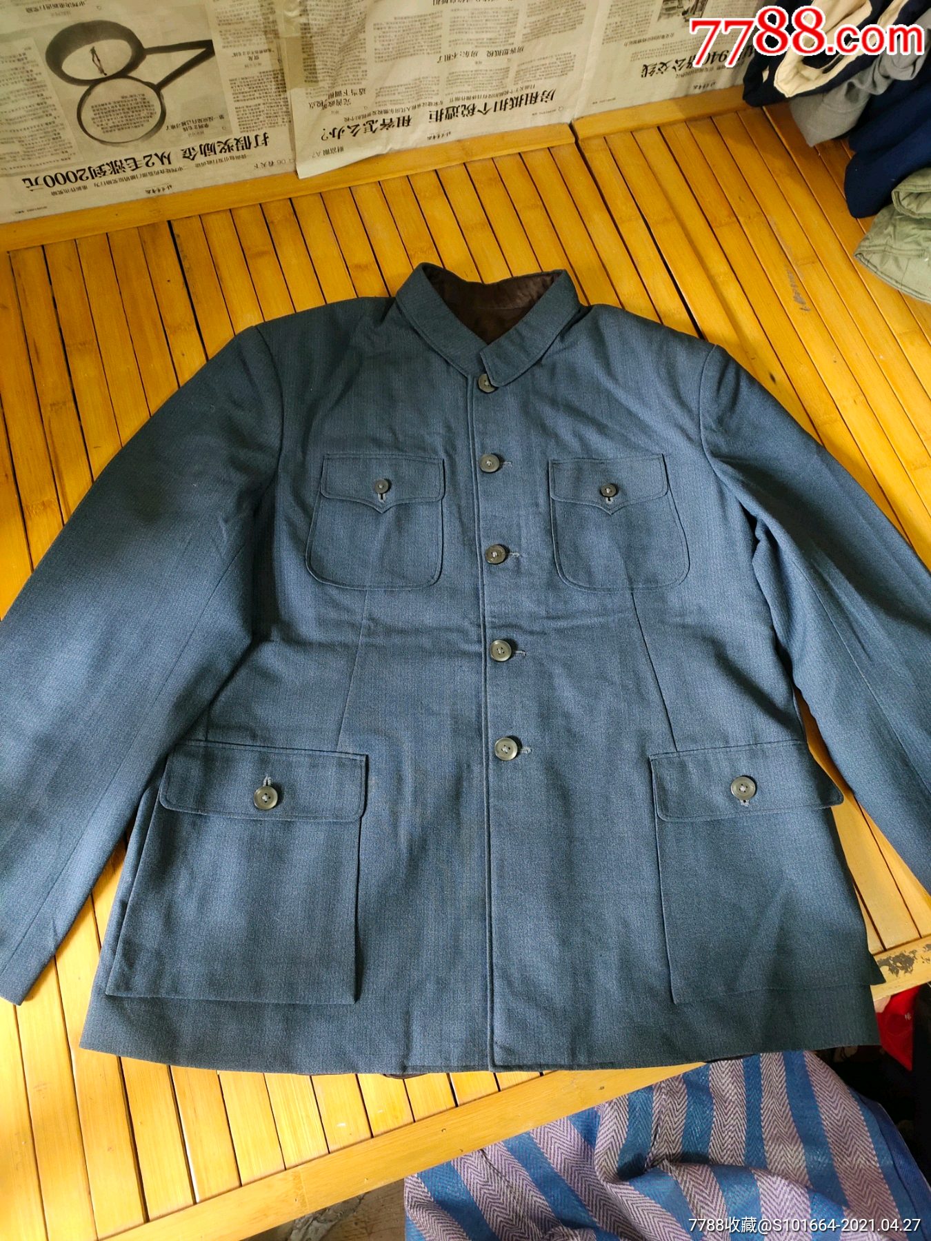 老式毛料竖纹中山装