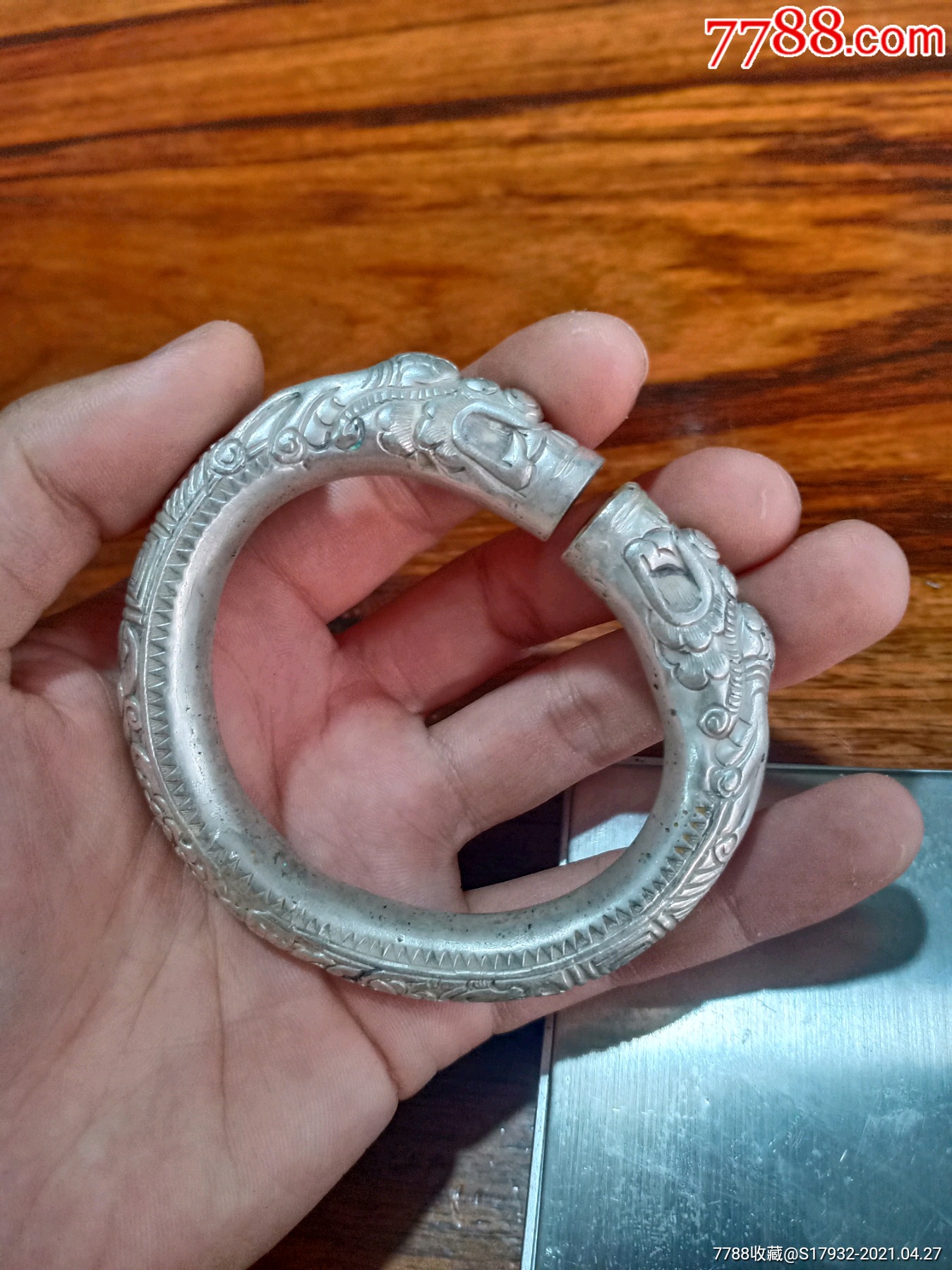 民国云南美品双龙银手镯