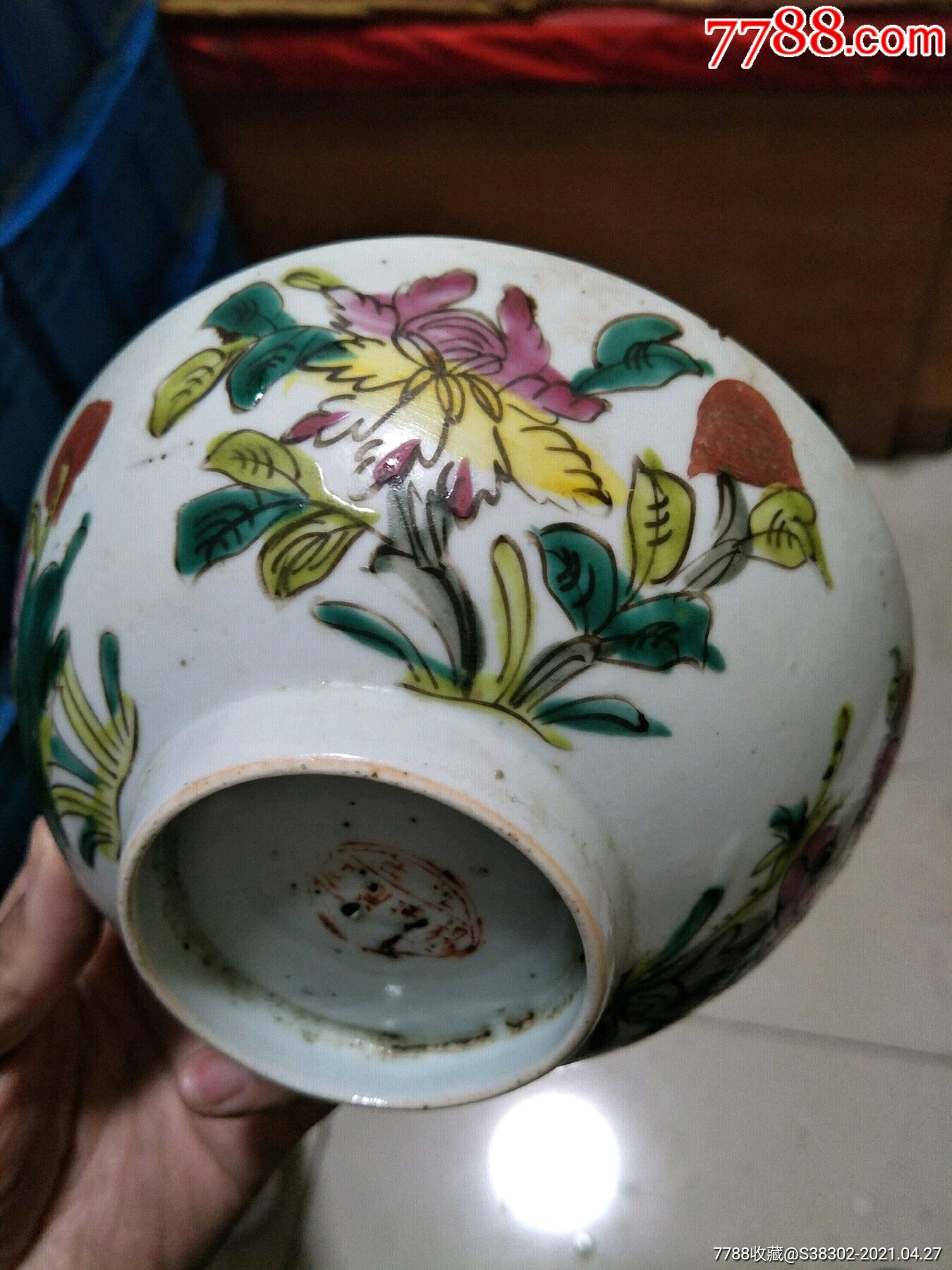 晚清民国粉彩五彩花卉纹碗临清运河古玩店万枚瓷片标本馆