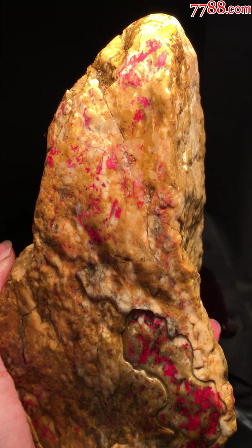 昌化田黄鸡血石毛料834g(血鲜红,软地,手工好刻)