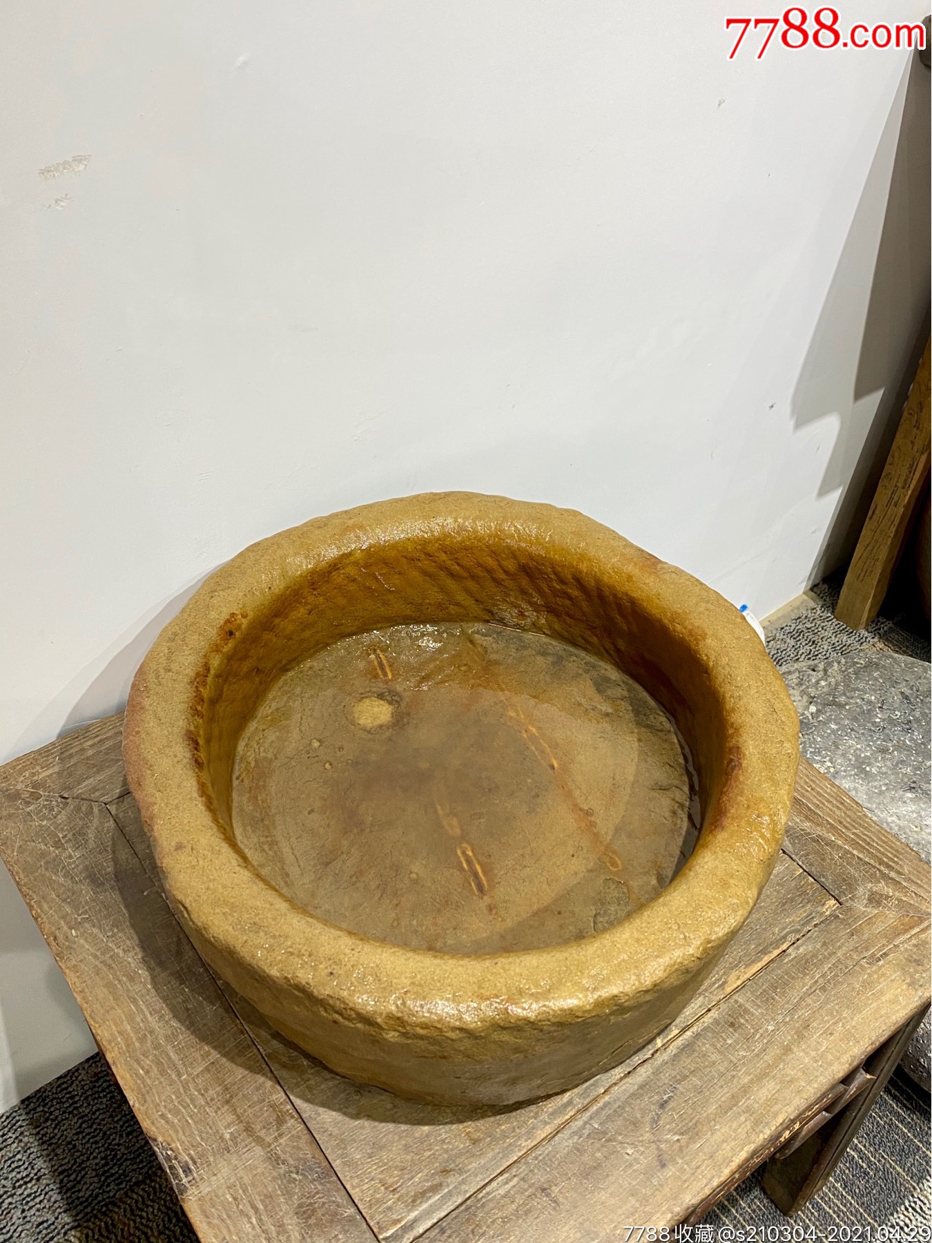 沙石净手盆包浆圆润做工精细美观会所茶室摆设直径45厘米高15厘米