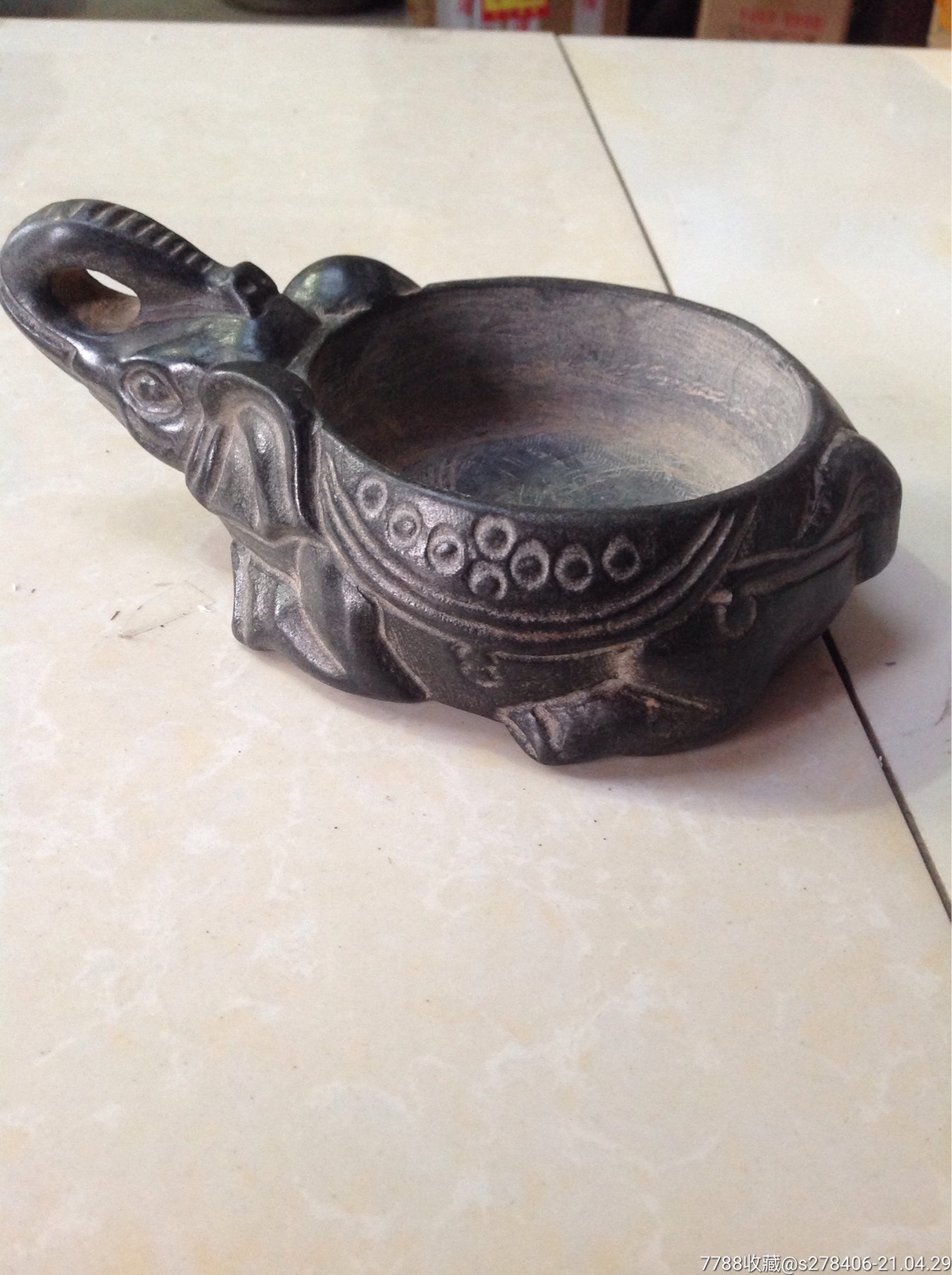 精美青石雕大象笔洗