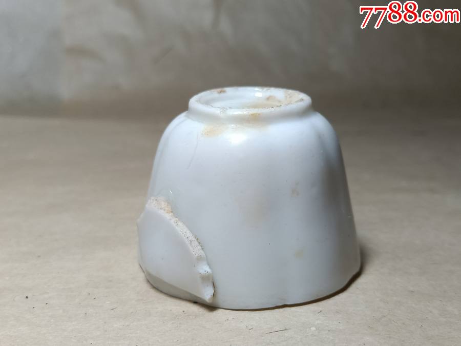 明代德化窑白瓷茶杯花口杯老窑瓷器标本包真包老