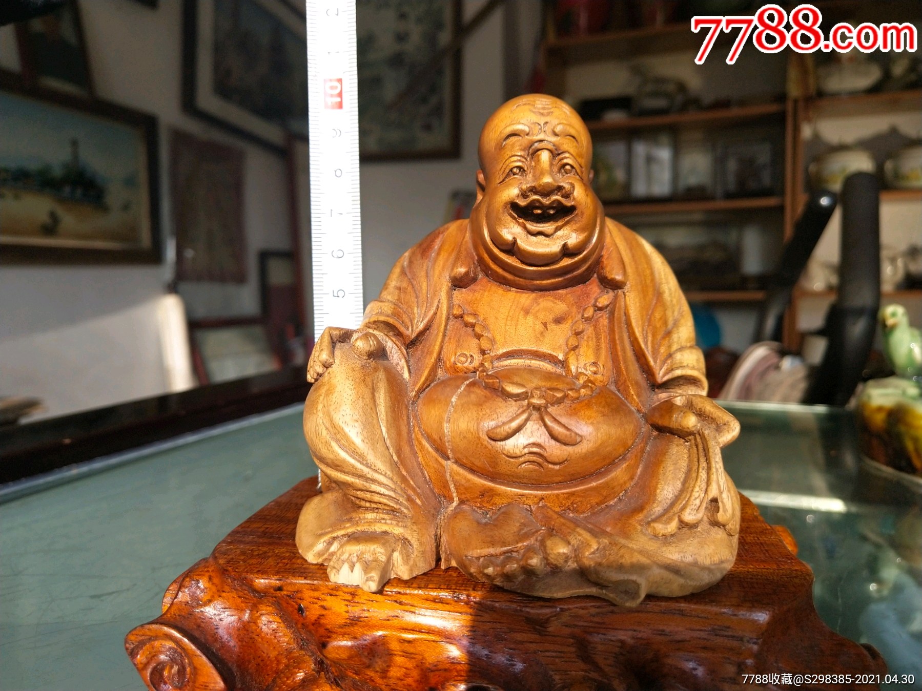 近代木雕布袋和尚