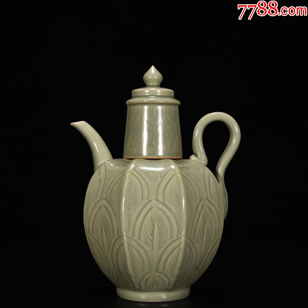 秘色越窑蕉叶纹八方执壶高25厘米宽19厘米(工艺品)-青瓷/秘色瓷-7788