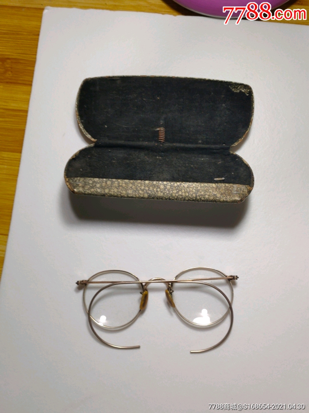 清代进口老式12k金丝眼镜美品