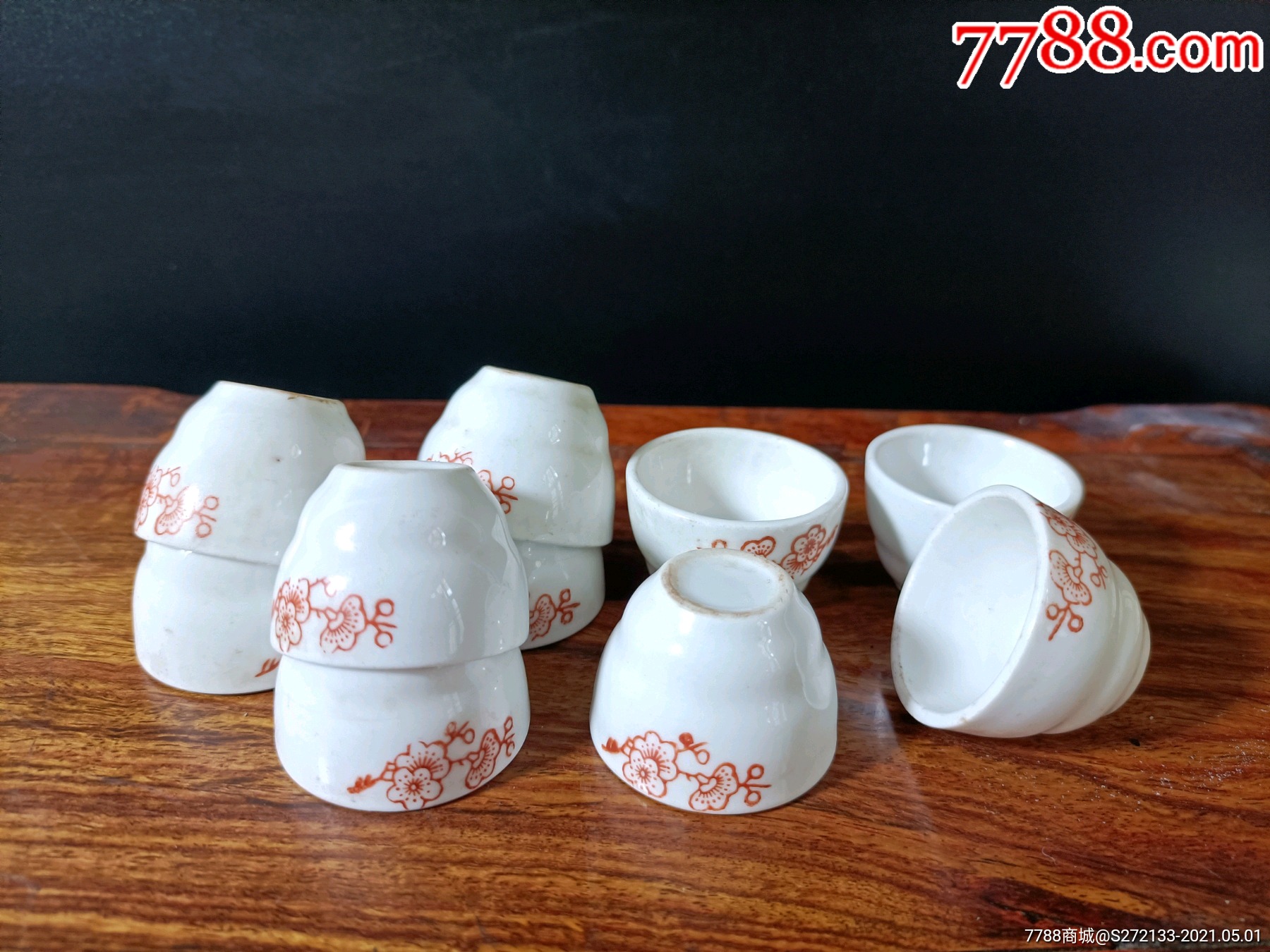 10个567梅花小酒杯-彩绘瓷/彩瓷-7788文玩