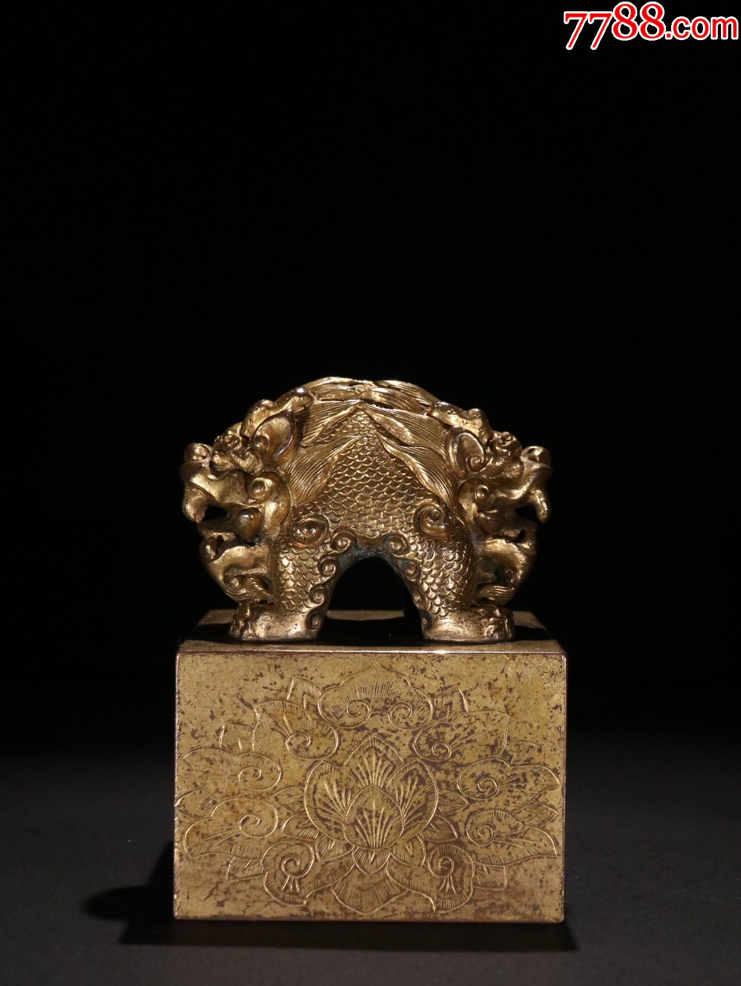 铜鎏金双兽钮四方印章