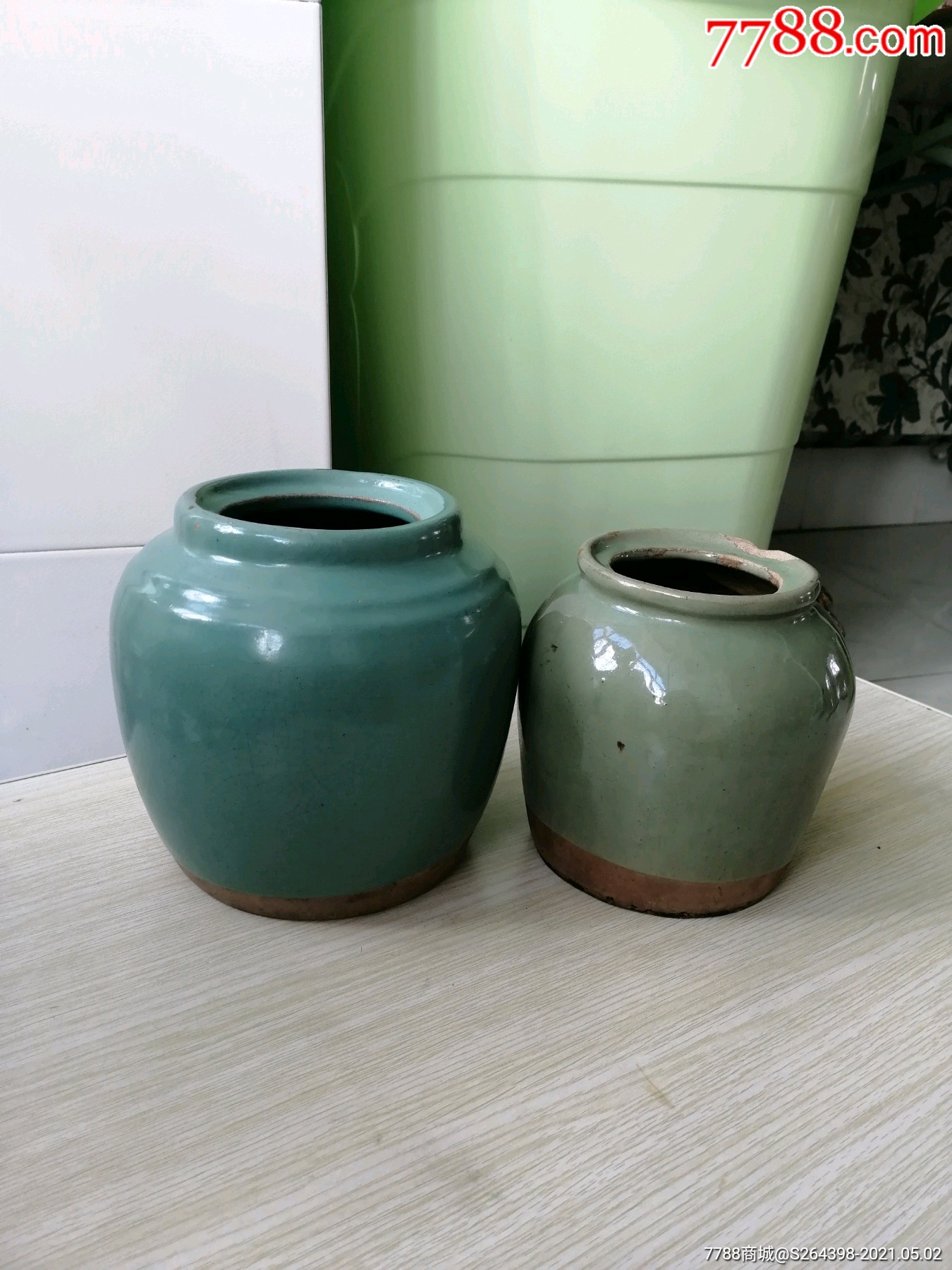 五十年代绿釉罐子两个合售_绿釉瓷_种类图片_收藏价格_7788茶具