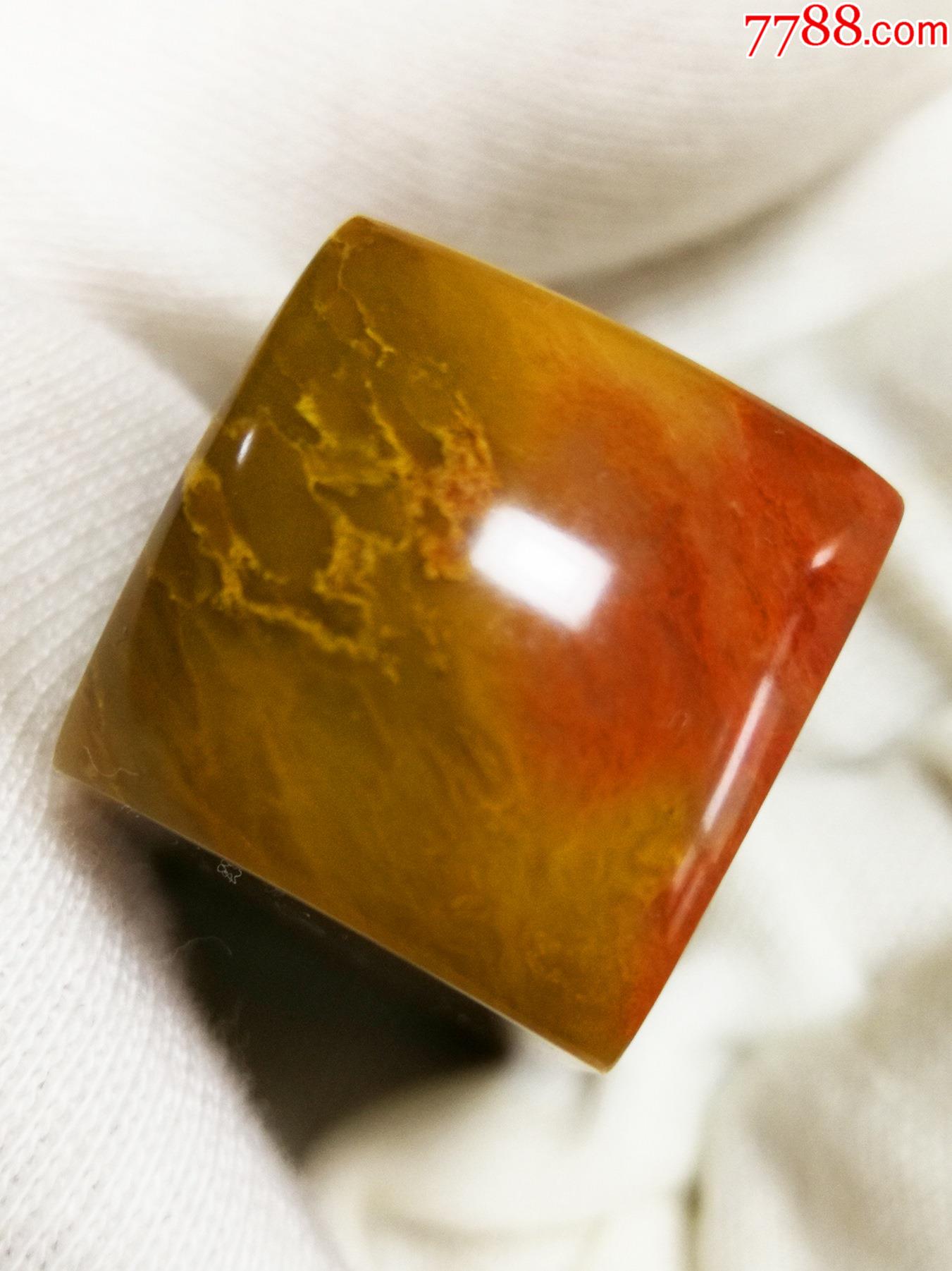 巴林鸡血石福黄冻方印章料37g全软手工好刻稀缺品种不用上油养护