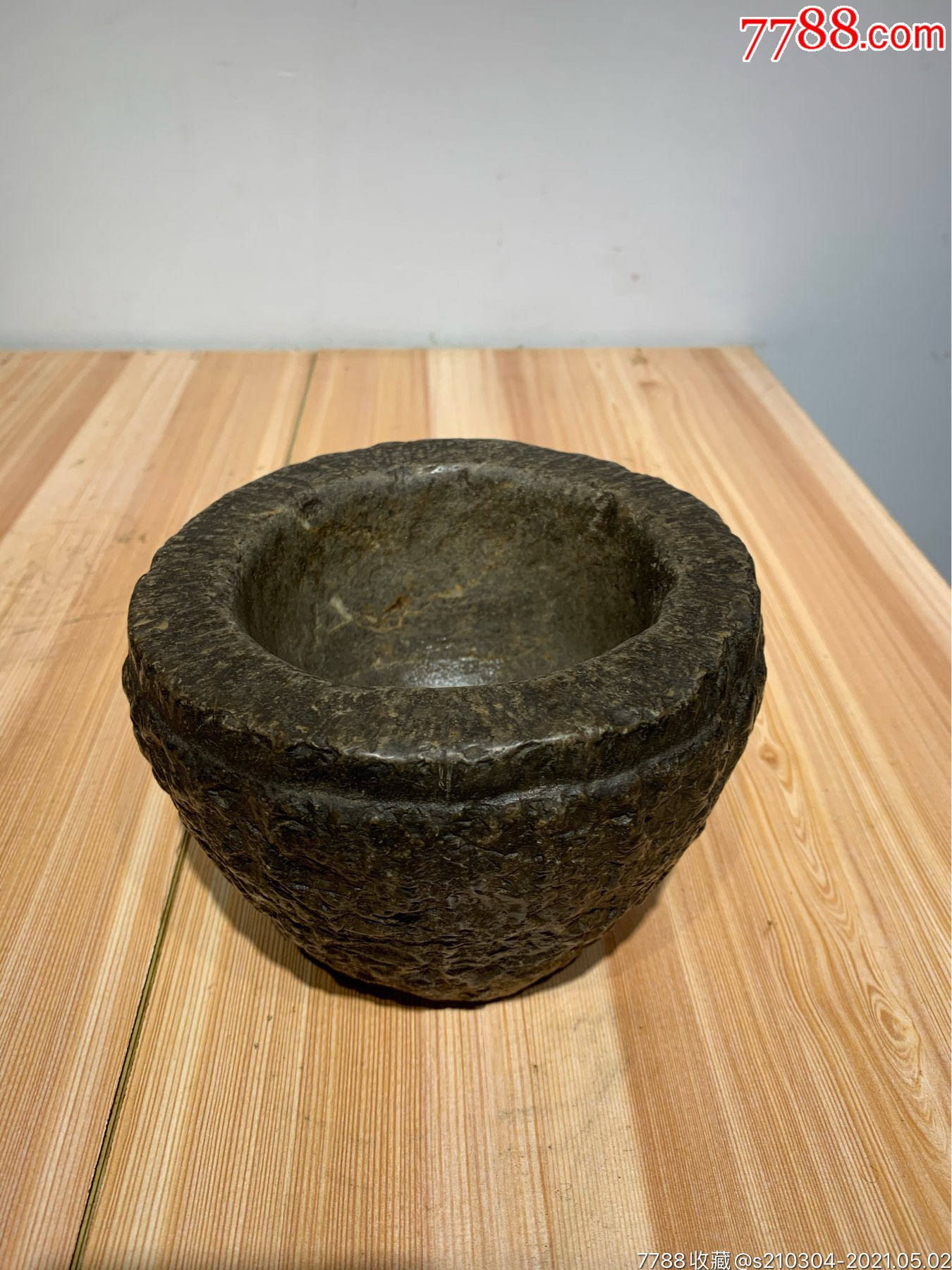 精品纯青石灰色老石器,老石臼,老物件,老蒜臼子.精品老石器