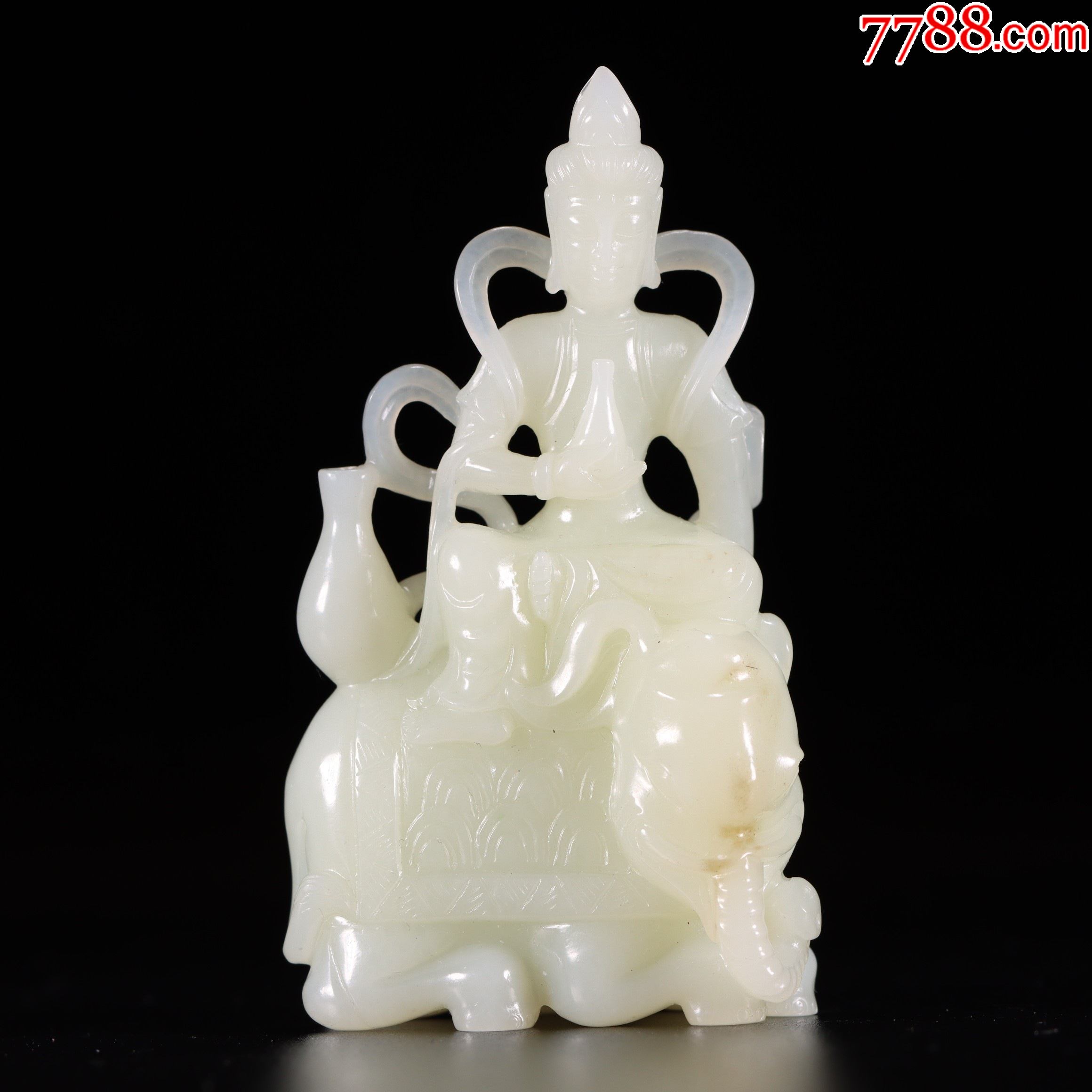 和田玉普贤菩萨摆件