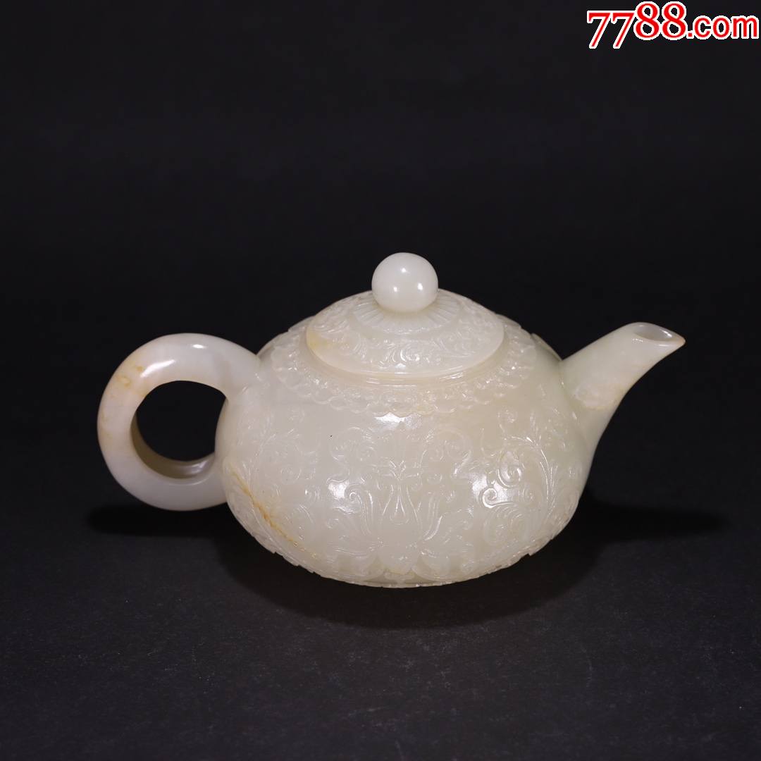 和田玉西蕃莲纹玉壶_价格38000元【唐禧古玩】_第1张_7788商城__七七