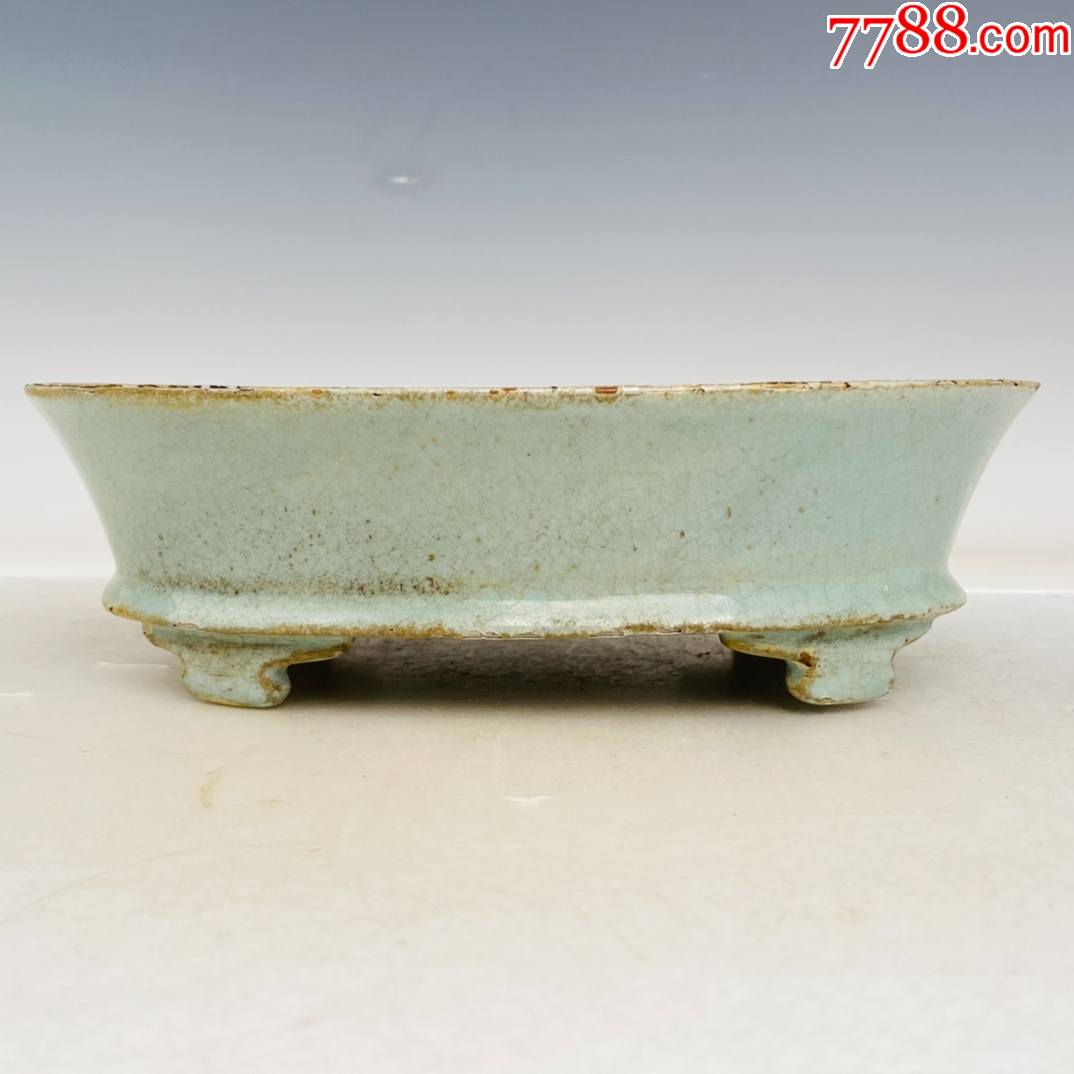 汝瓷刻诗水仙盆高65厘米直径235厘米工艺品