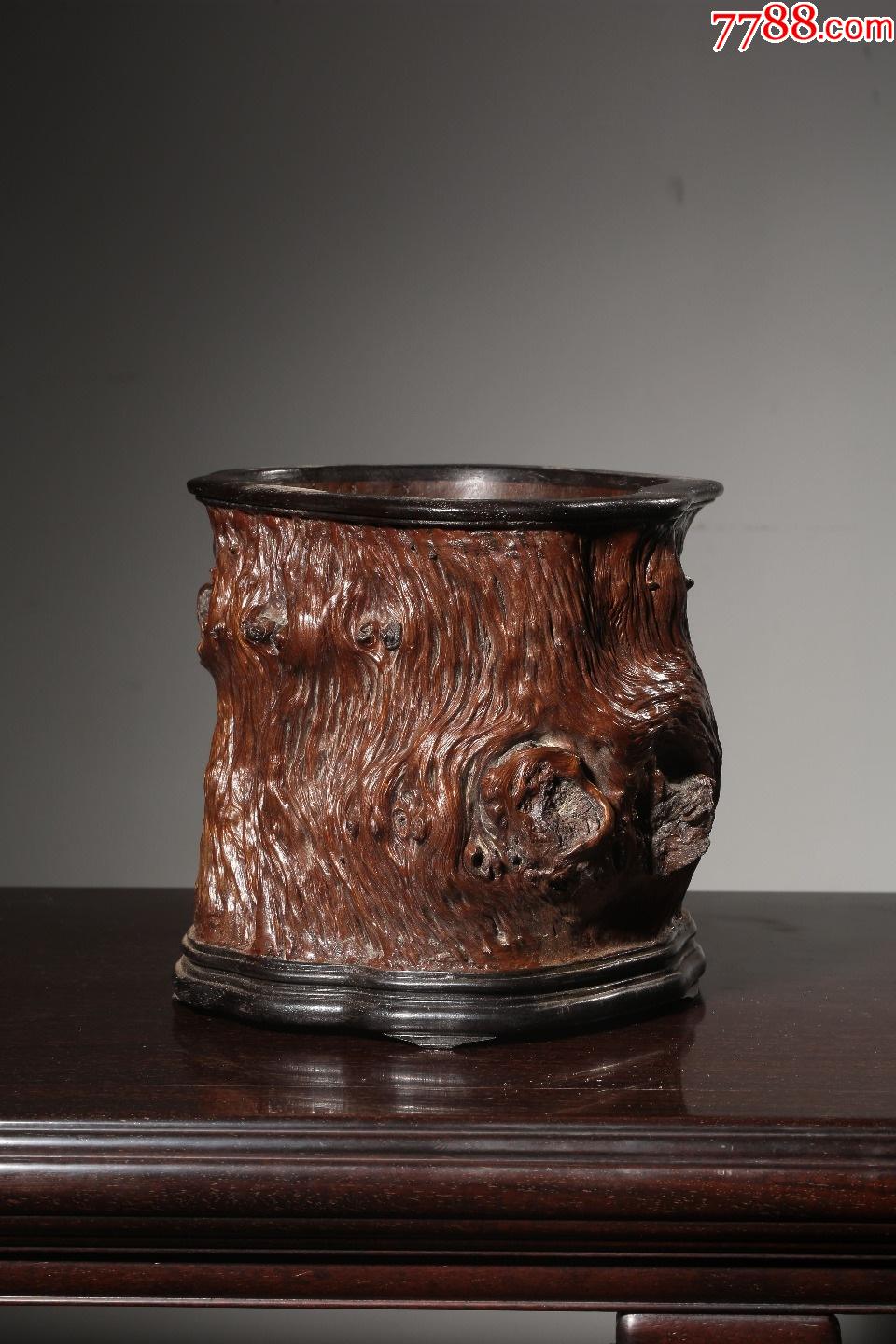 民国天然瘿木瘤疤笔筒