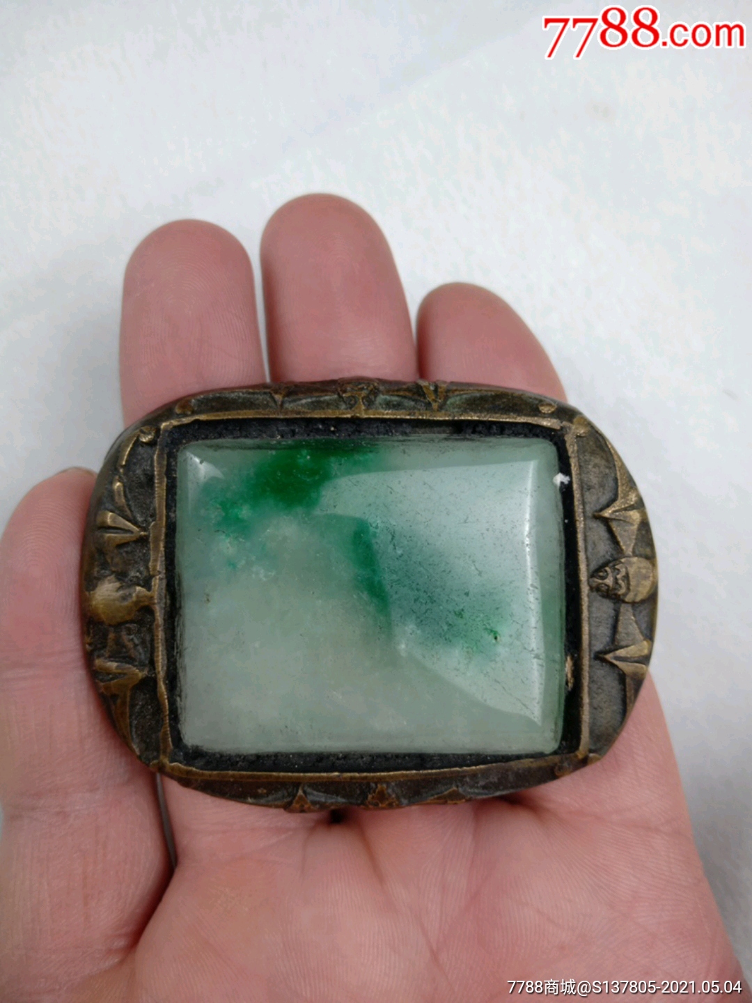 翡翠腰带扣翡翠腰带卡子铜镶玉腰带卡子腰带扣福在眼前