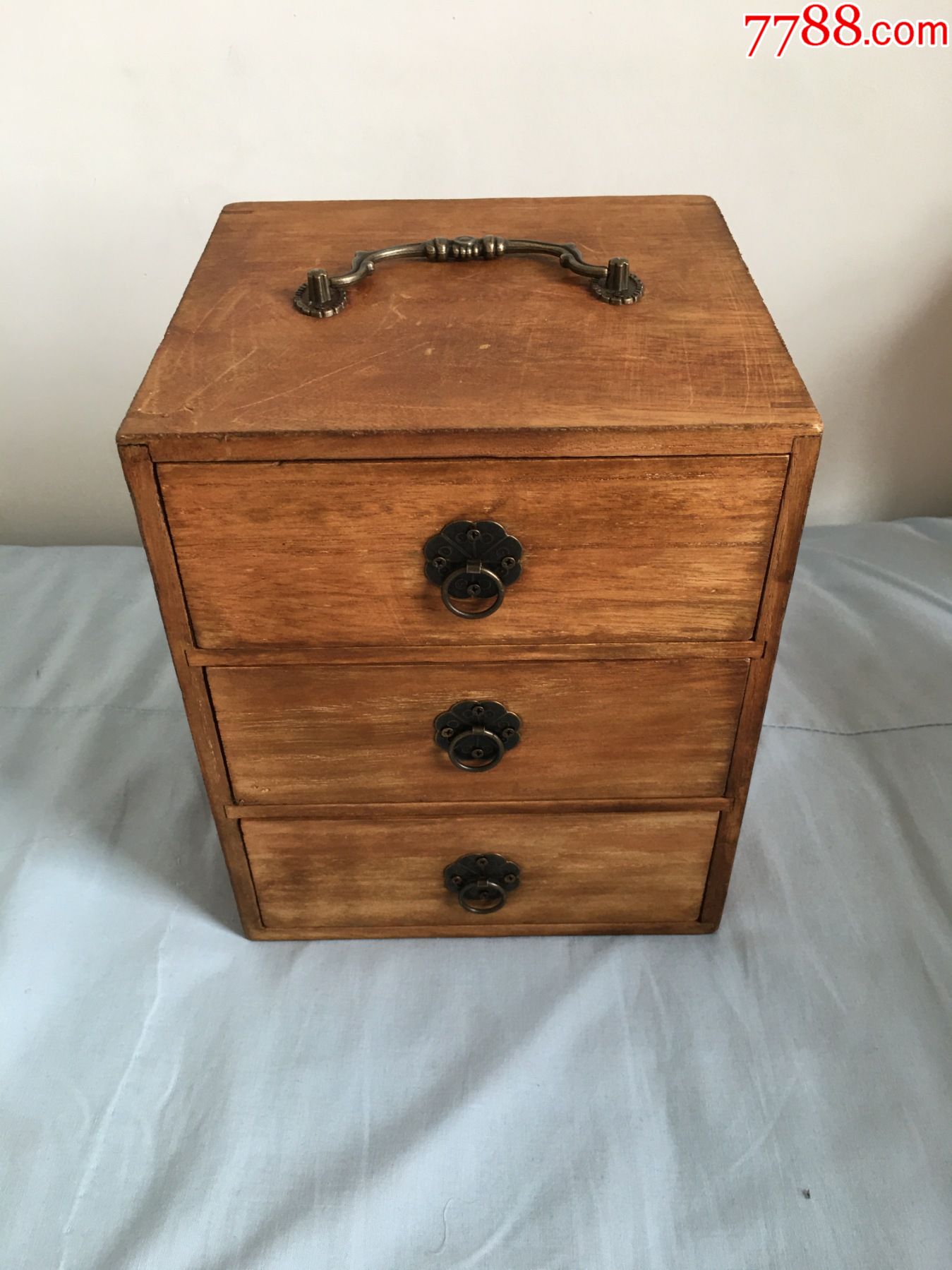 60年代柏木三屉柜,包邮.