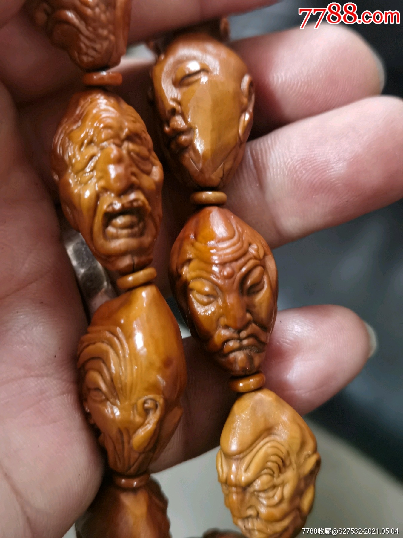 十八罗汉橄榄核雕.手串手雕精工