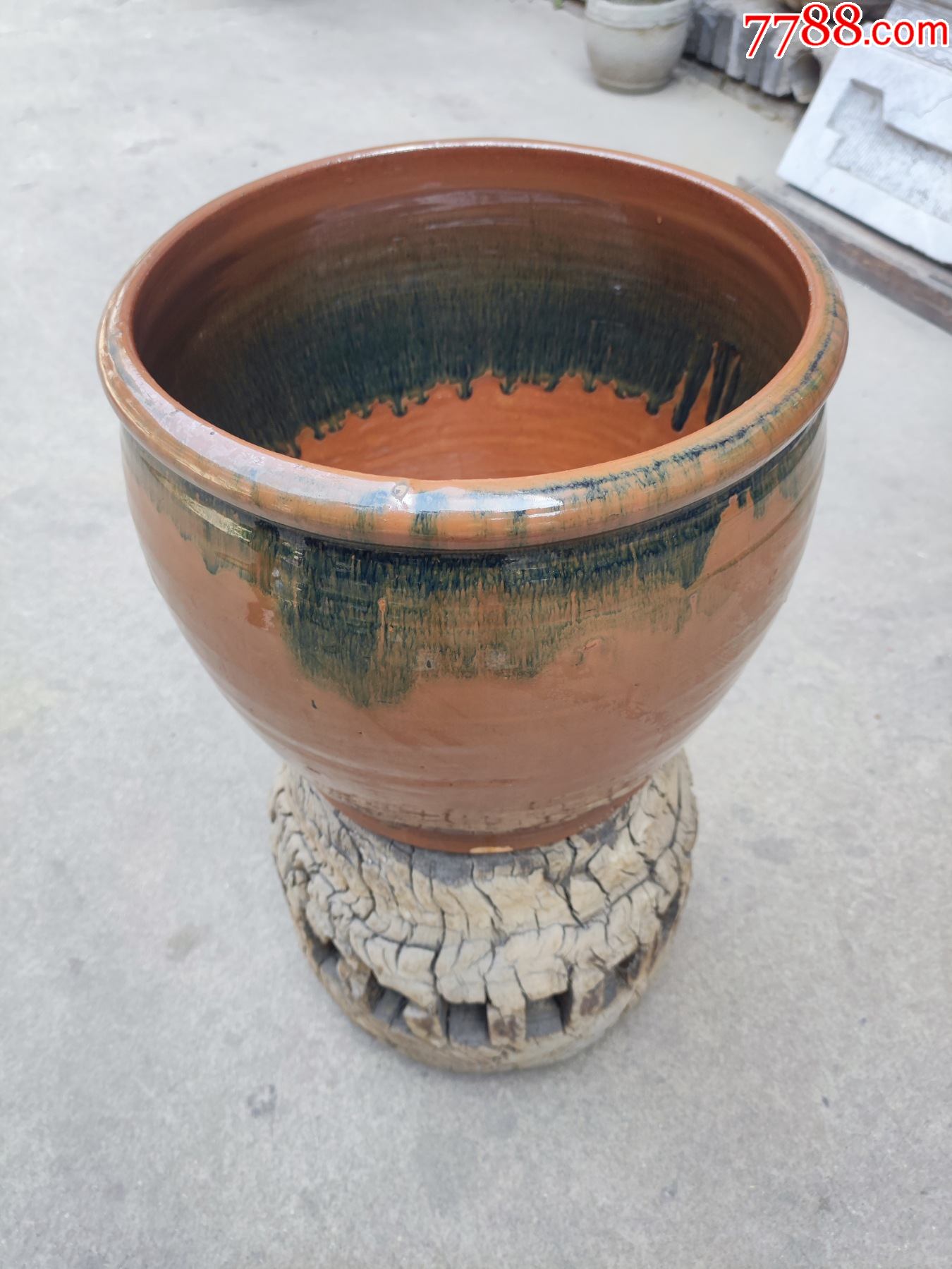 清代紫金釉窑变文房小卷缸