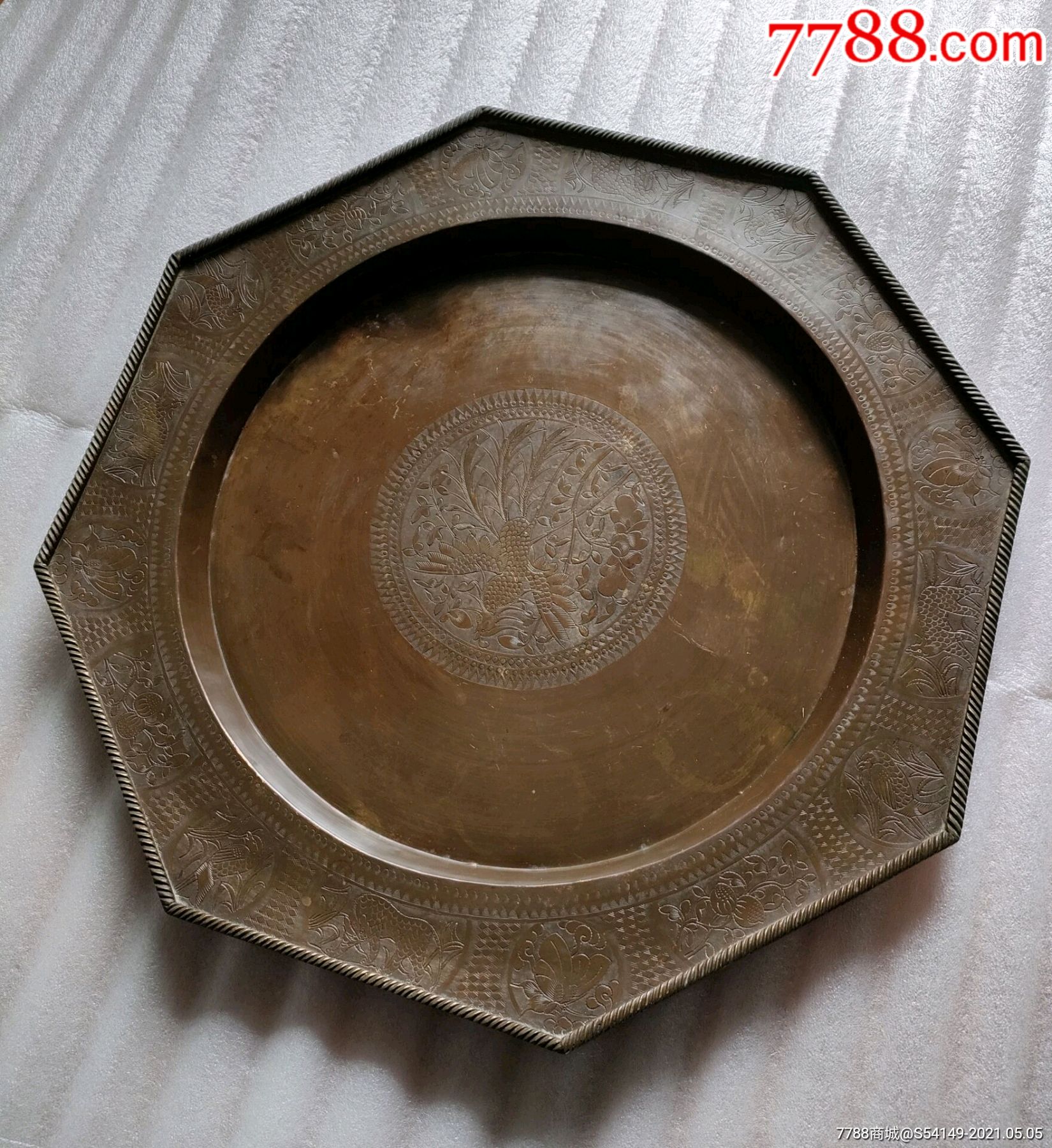 特大铜盘子特大八角铜盘