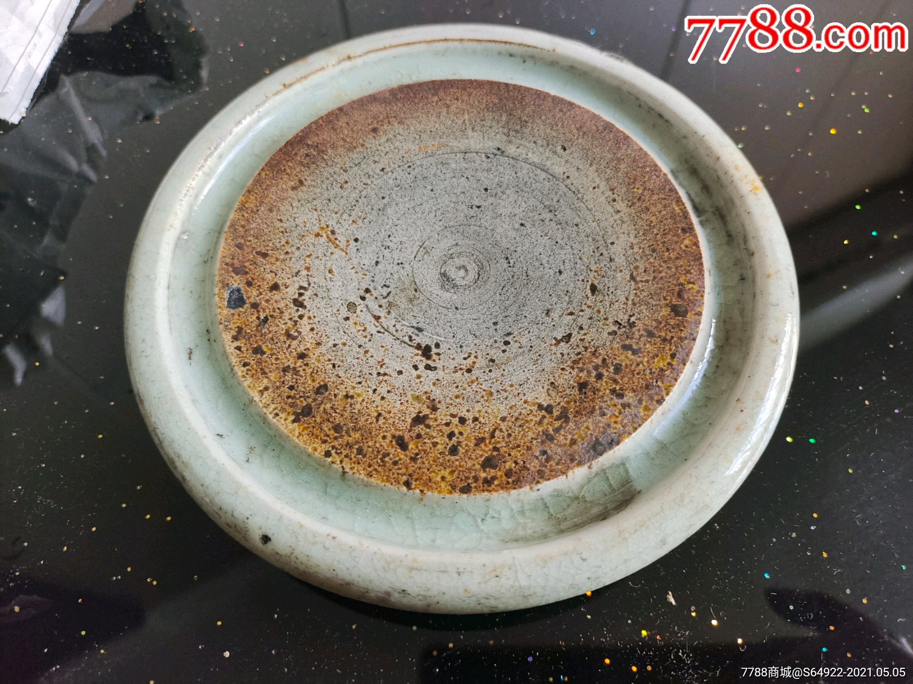 釉水一流造型漂亮明代龙泉窑瓷器砚台