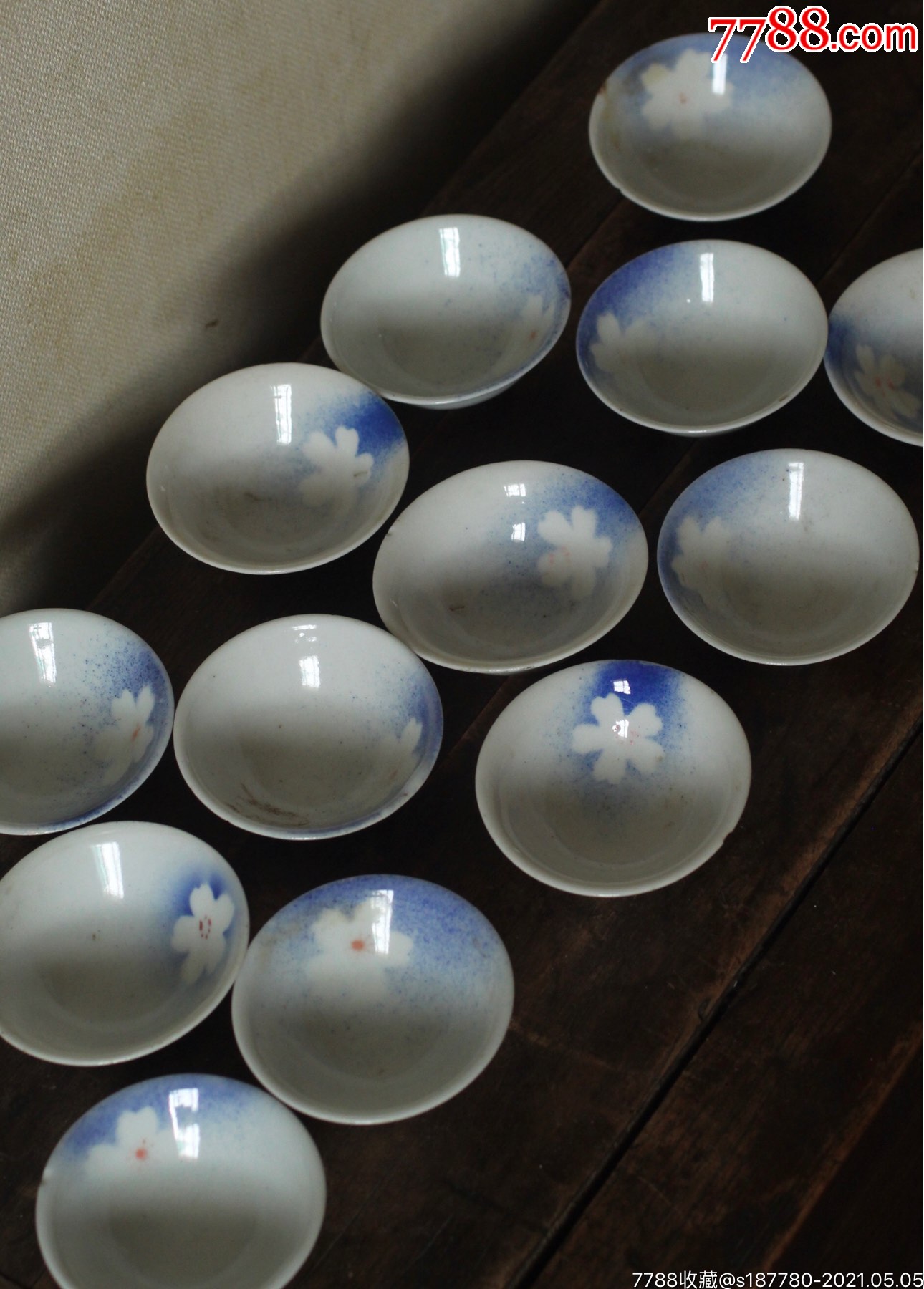 回流青花吹墨杯子一组