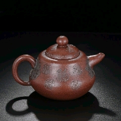 正規品販売！ 宜兴正品珍藏五福紫砂壶名家蒋蓉纯手工制作原矿紫泥家用收藏茶具 施釉陶