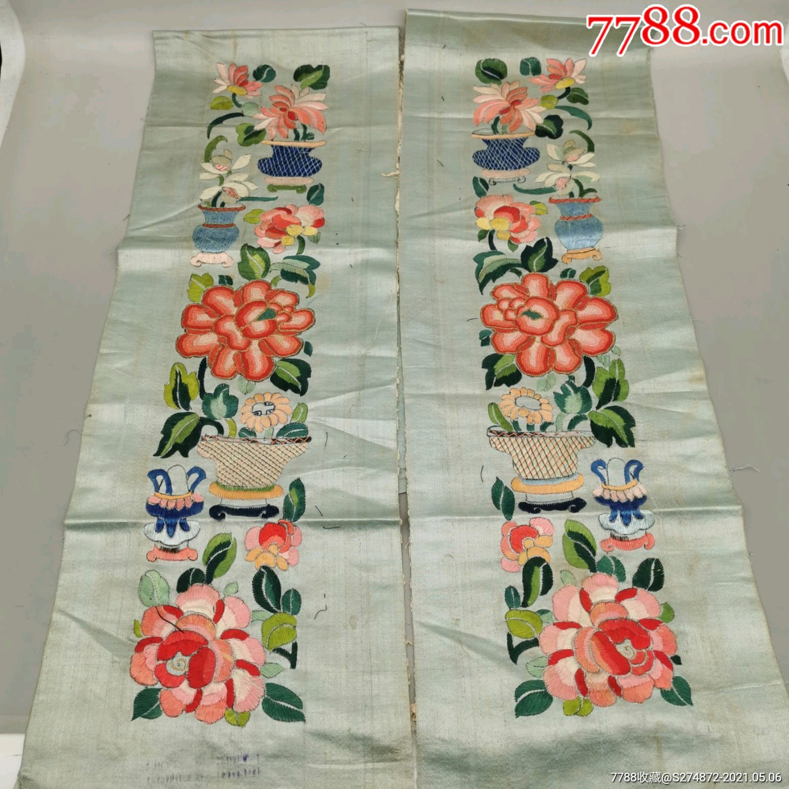 99民国老刺绣花鸟花片9品￥80099清代老刺绣老织绣花绣挽袖9品￥1