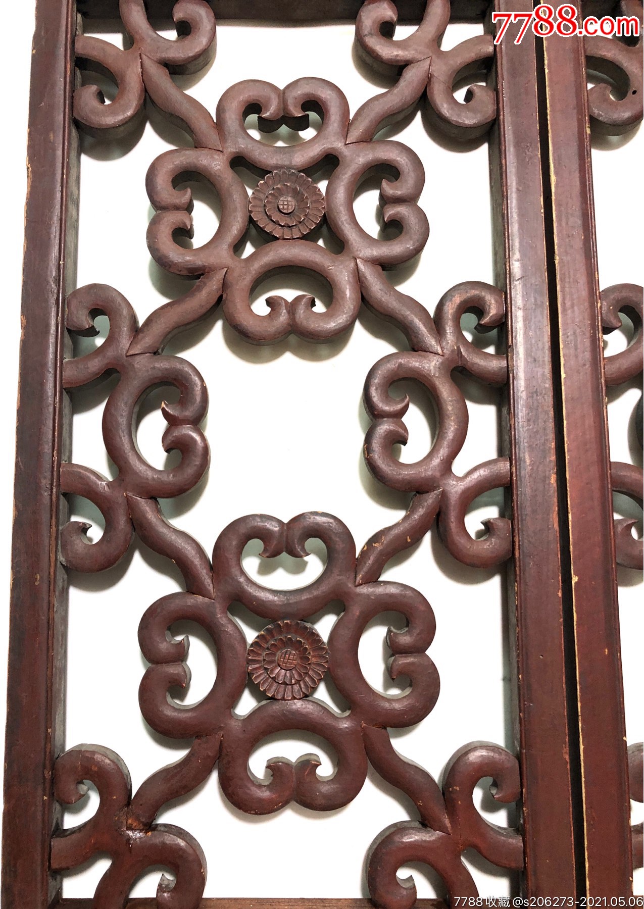 【民国】精品老木雕海棠花隔扇挂屏花窗一对