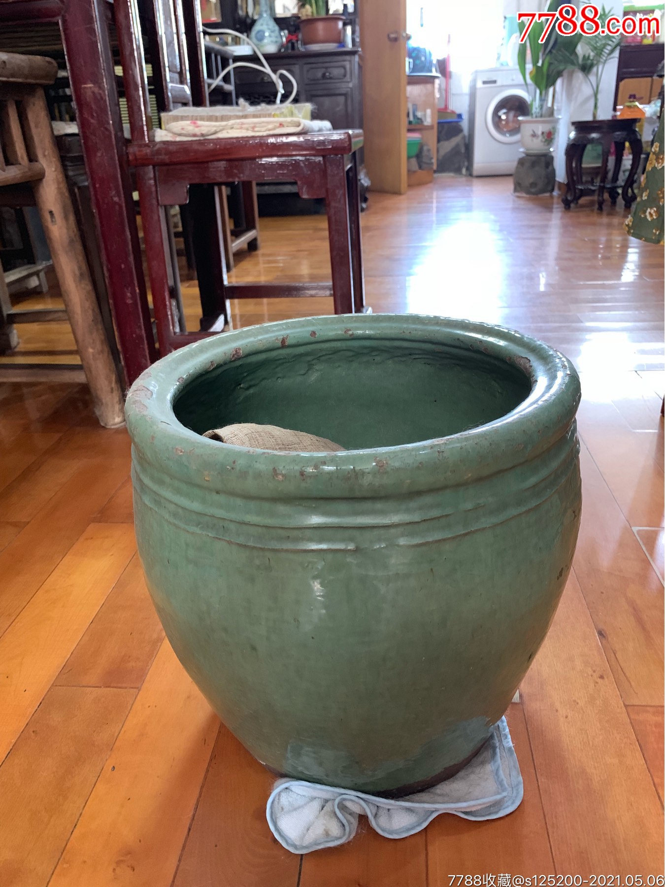 古董古玩收藏杂项清代大缸轴缸绿釉缸画缸紫砂缸_价格5500元_第1张