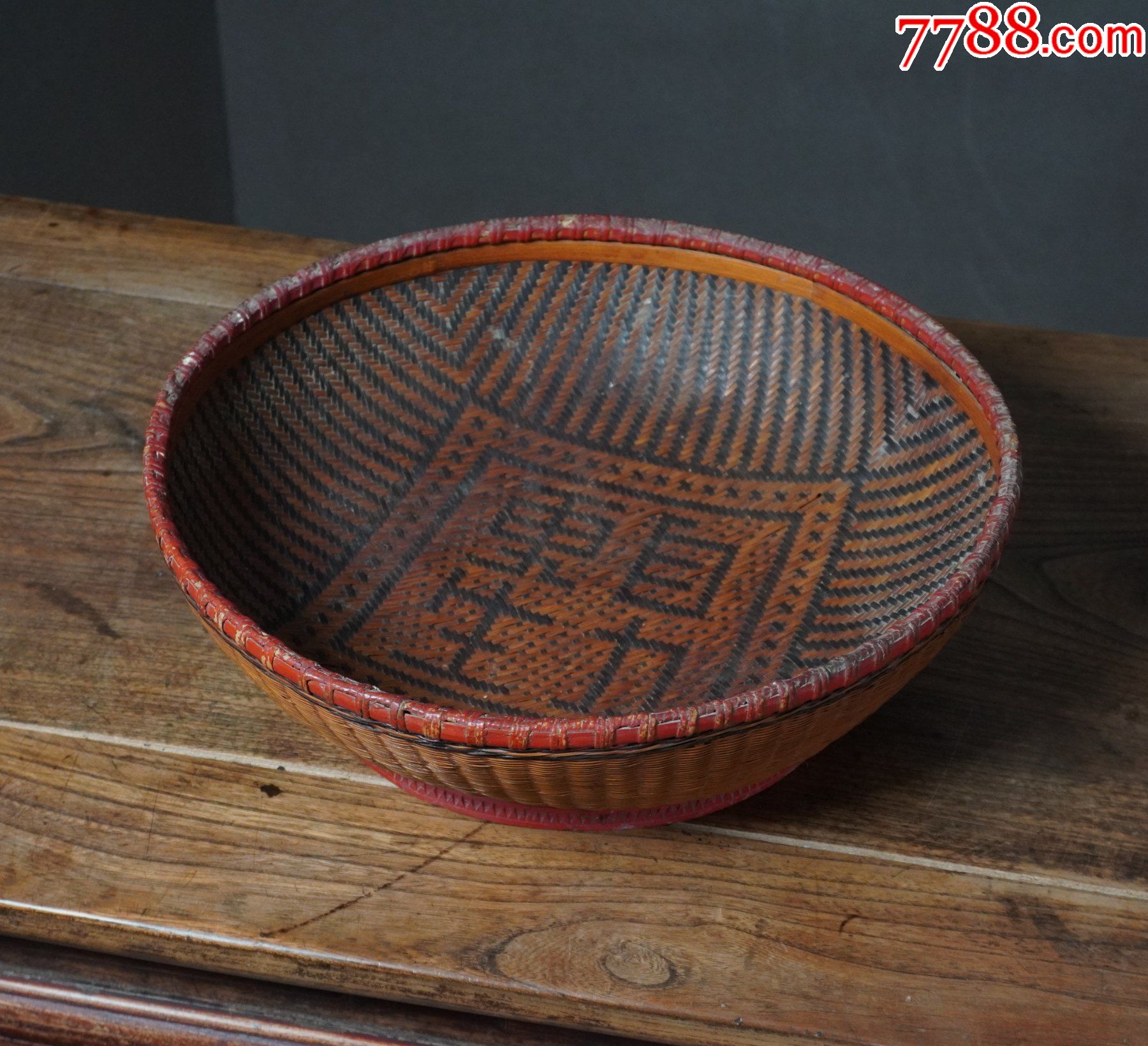 老竹筐竹篮竹编老物件解放初期五十年代老竹编古玩旧物收纳