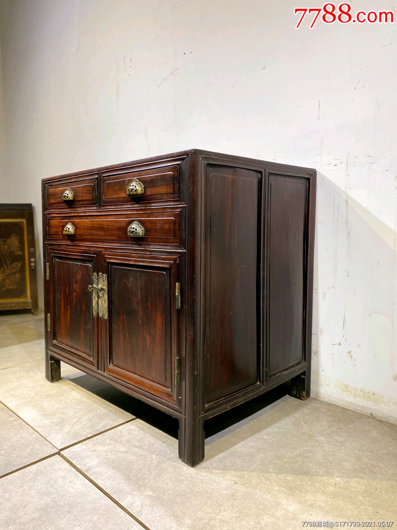 民国时期老红木茶桌前红后榉