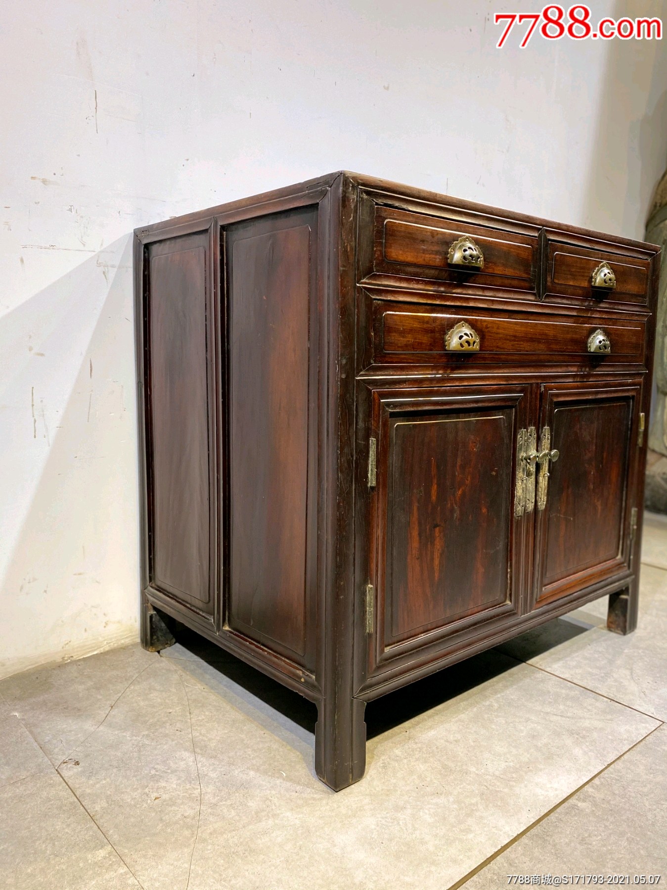 民国时期老红木茶桌(前红后榉),【古玩民俗家具】_第5张_7788烟酒茶牌