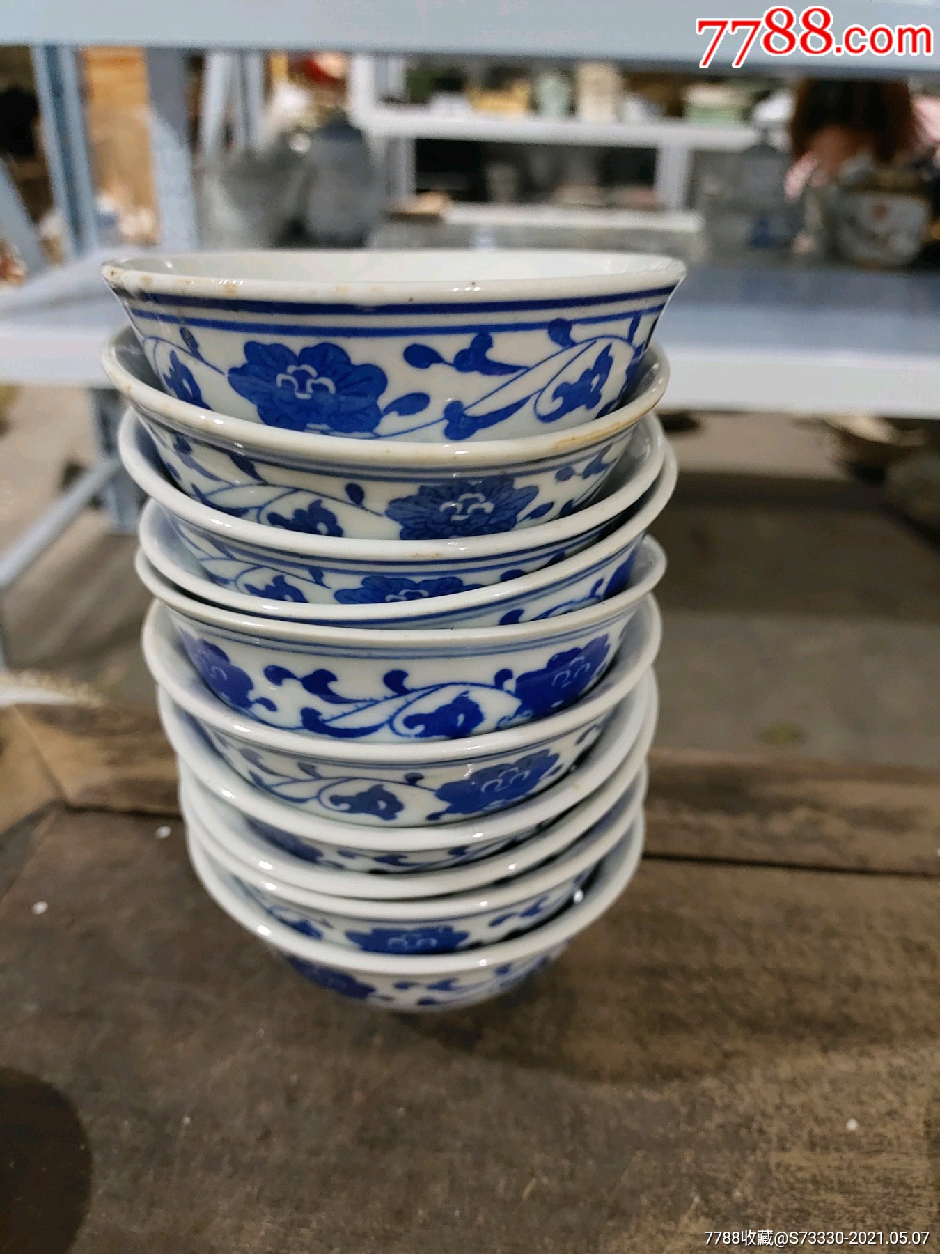 80年代景德镇厂货青花芙蓉微型小碗10只合售