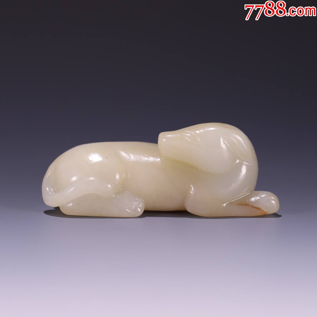和田玉卧犬雕件