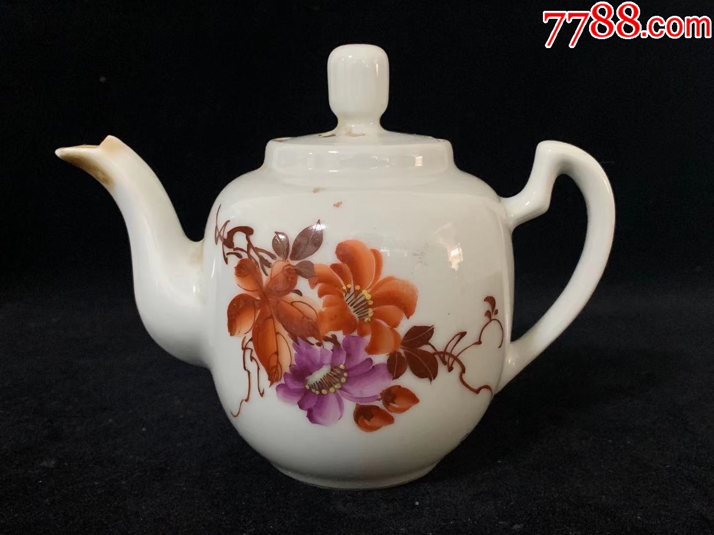 景德镇老粉彩茶壶摆件文革567老厂货收藏a819